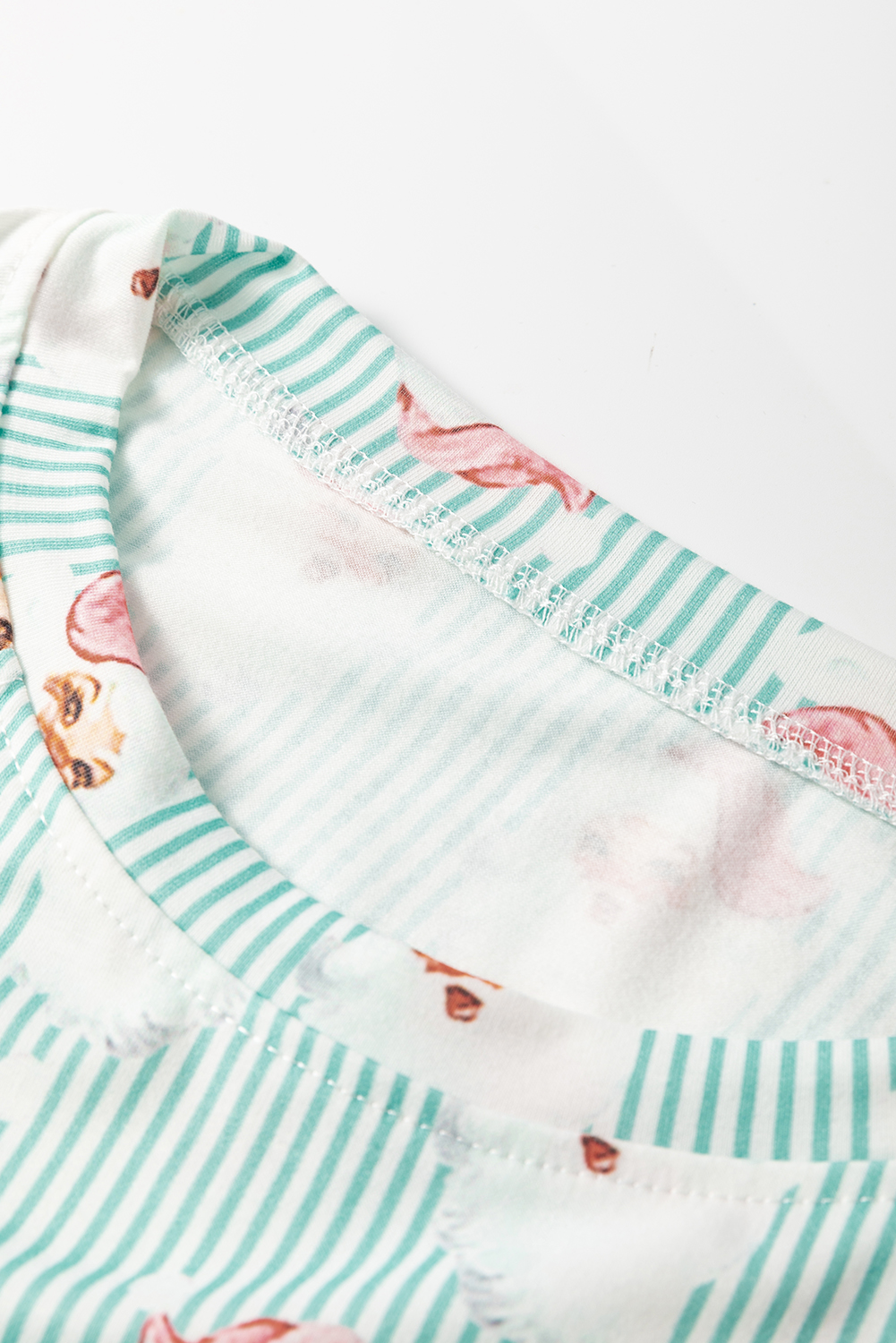 Green Santa Claus Striped Print Loose Fit Two Piece Lounge Set - loveforevers