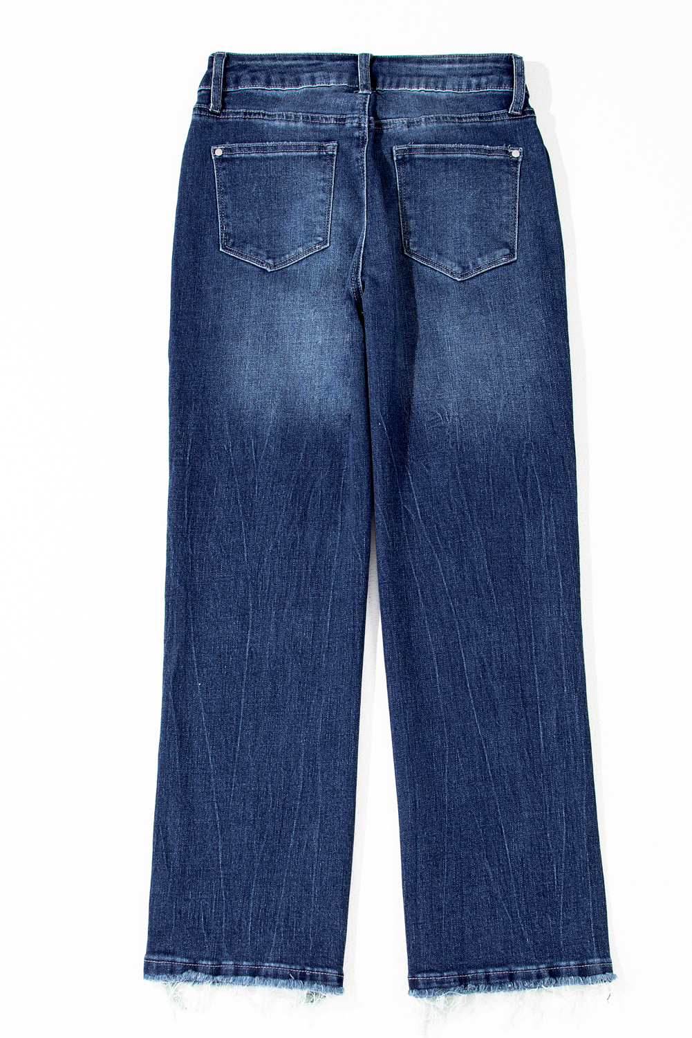 Sail Blue Turquoise Pattern Raw Edge Cropped High Waist Jeans - loveforevers