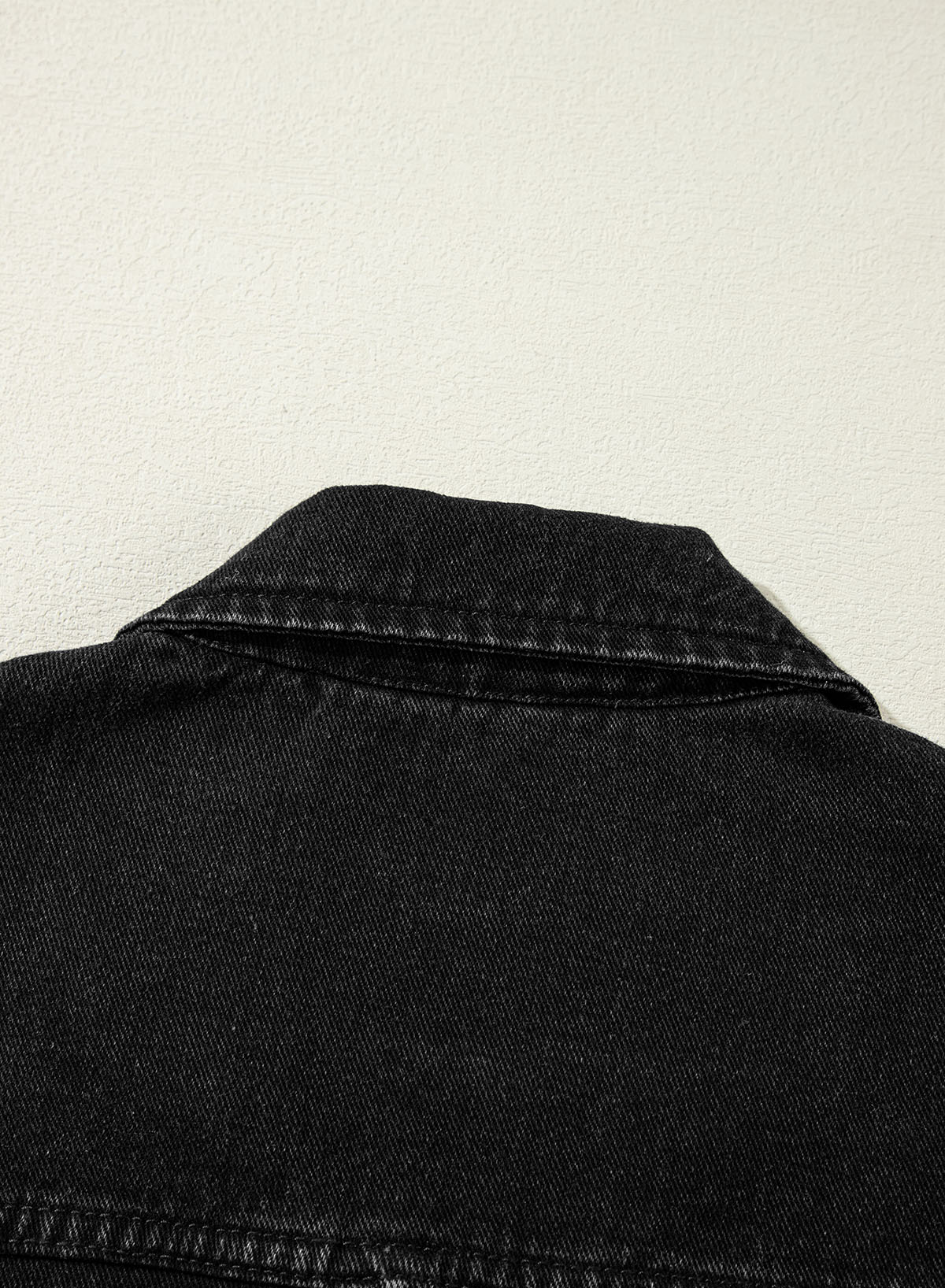 Black Side Pockets Lapel Collar Denim Jacket - loveforevers