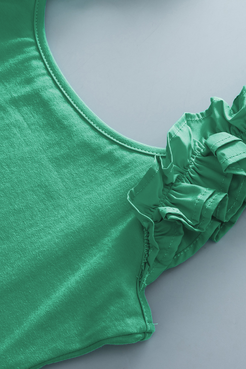 Mint Green Ruffled Wide Straps Slim Tank Top - loveforevers