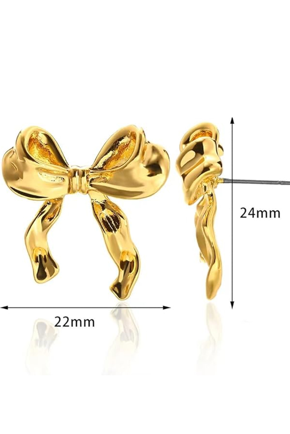 Gold Elegant Bow Design Plated Studded Earrings - loveforevers