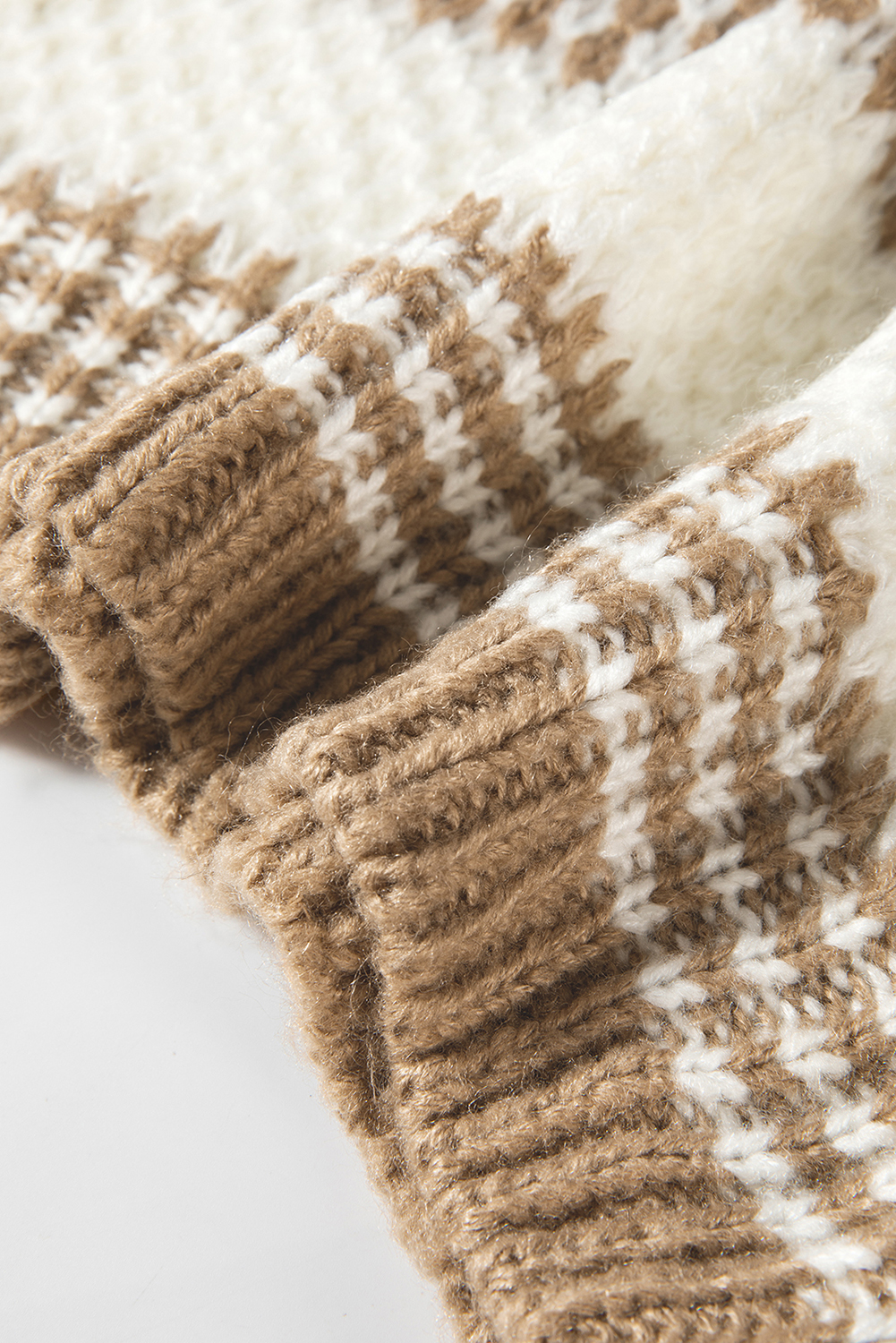 Brown Stripe Drop Shoulder Round Neck Loose Sweater - loveforevers