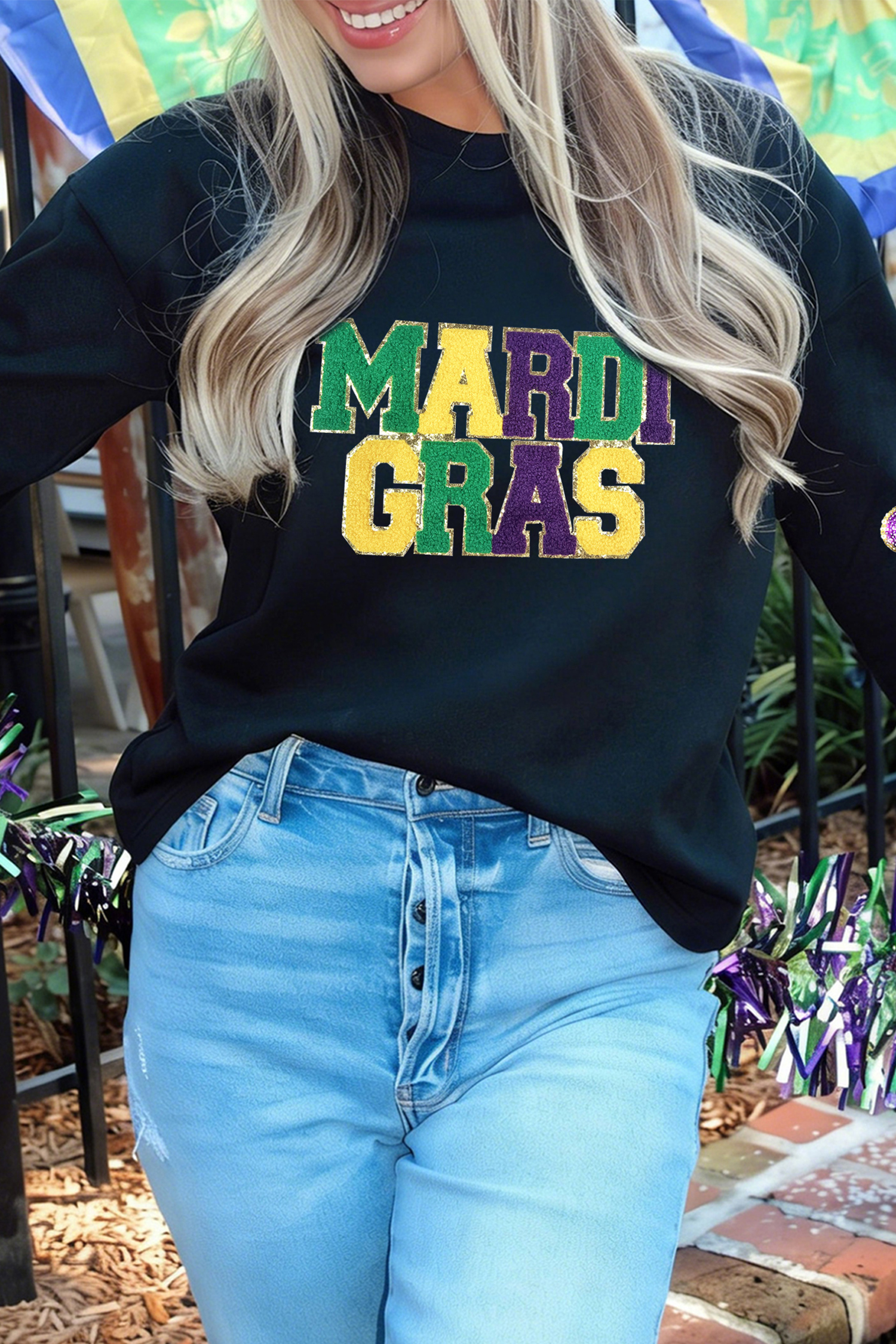 White LUCKY Clover Embroidered Long Sleeve Top - loveforevers