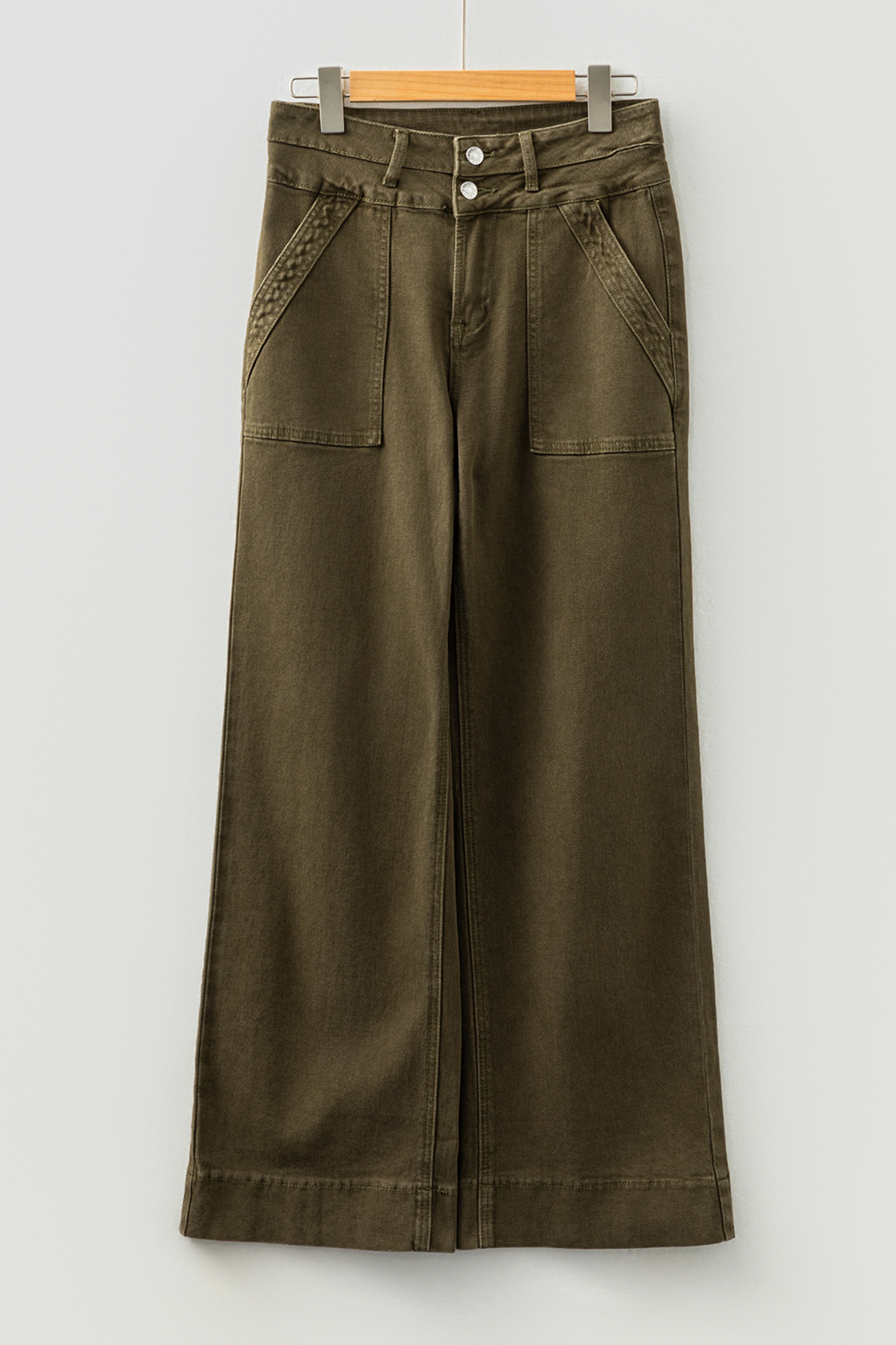 Jungle Green Double Waistband Loose Straight Jeans - loveforevers