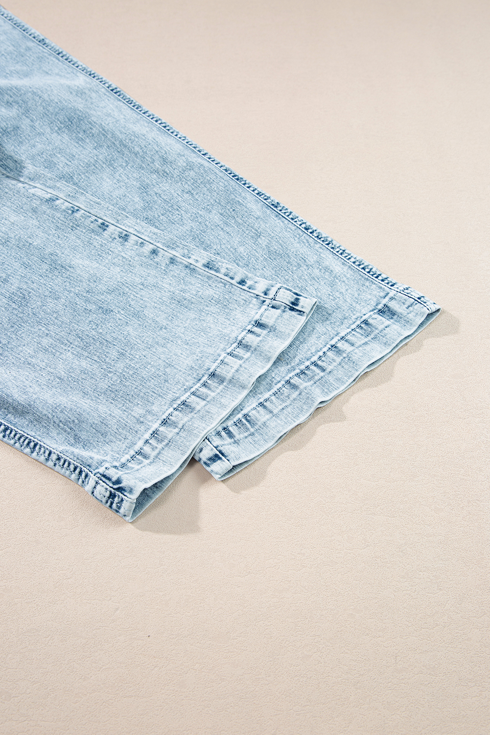 Myosotis Mineral Wash Drawstring Elastic Waistband Loose Straight Denim Pants - loveforevers