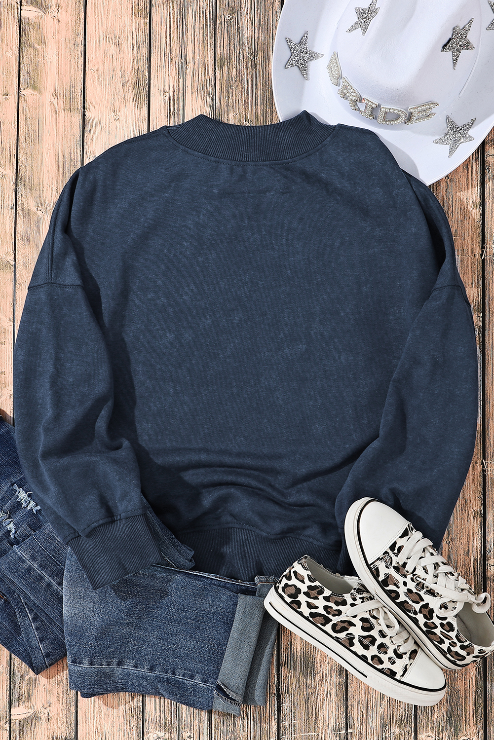Brown Drop Shoulder Crew Neck Pullover Sweatshirt - loveforevers