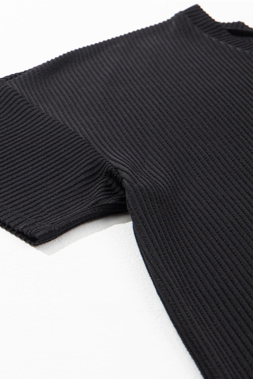 Black Textured V-Neck Dropped Shoulder Plus T-Shirt - loveforevers