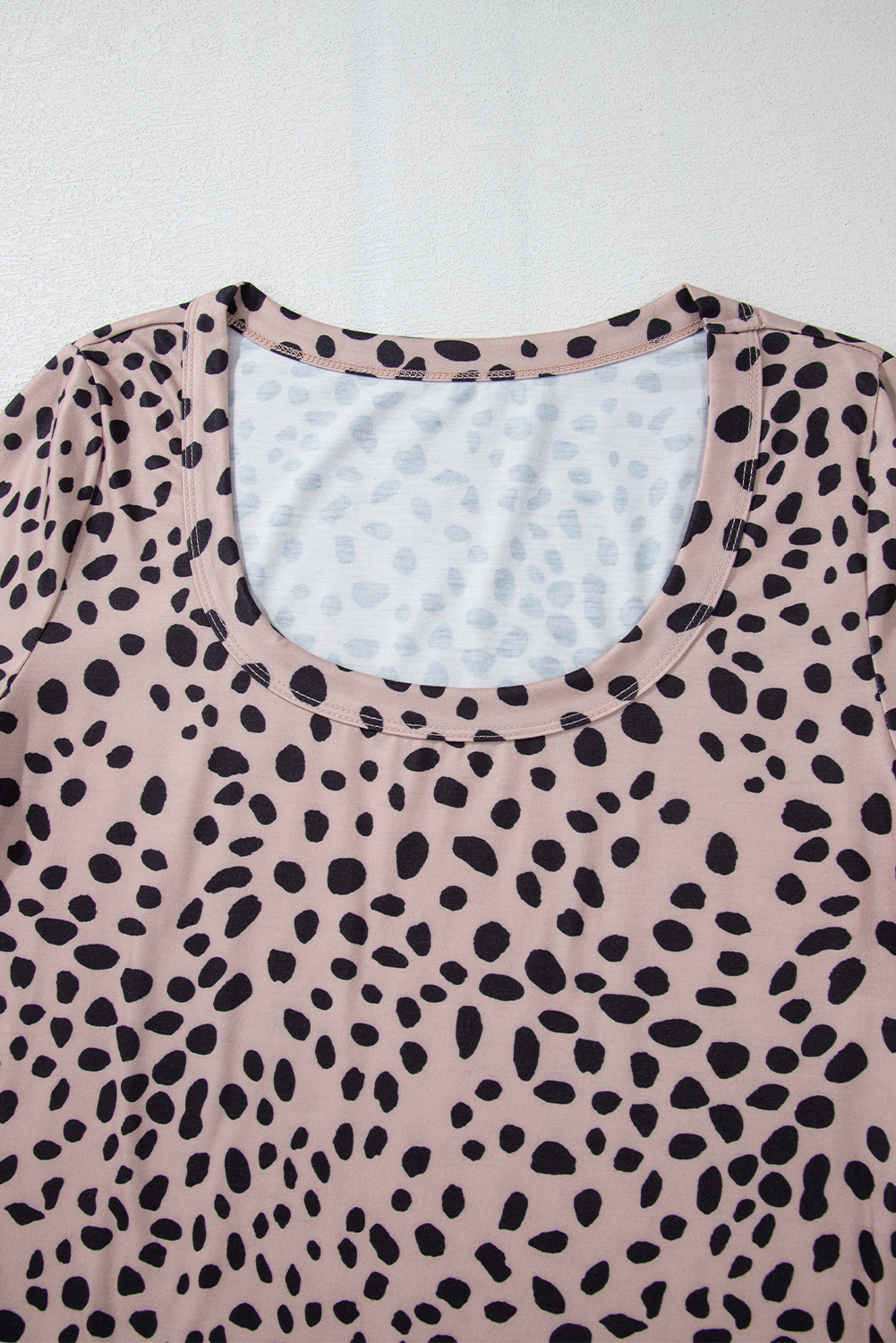 Smoke Gray Leopard Print Long Sleeve Scoop Neck Slim Fit Bodysuit - loveforevers