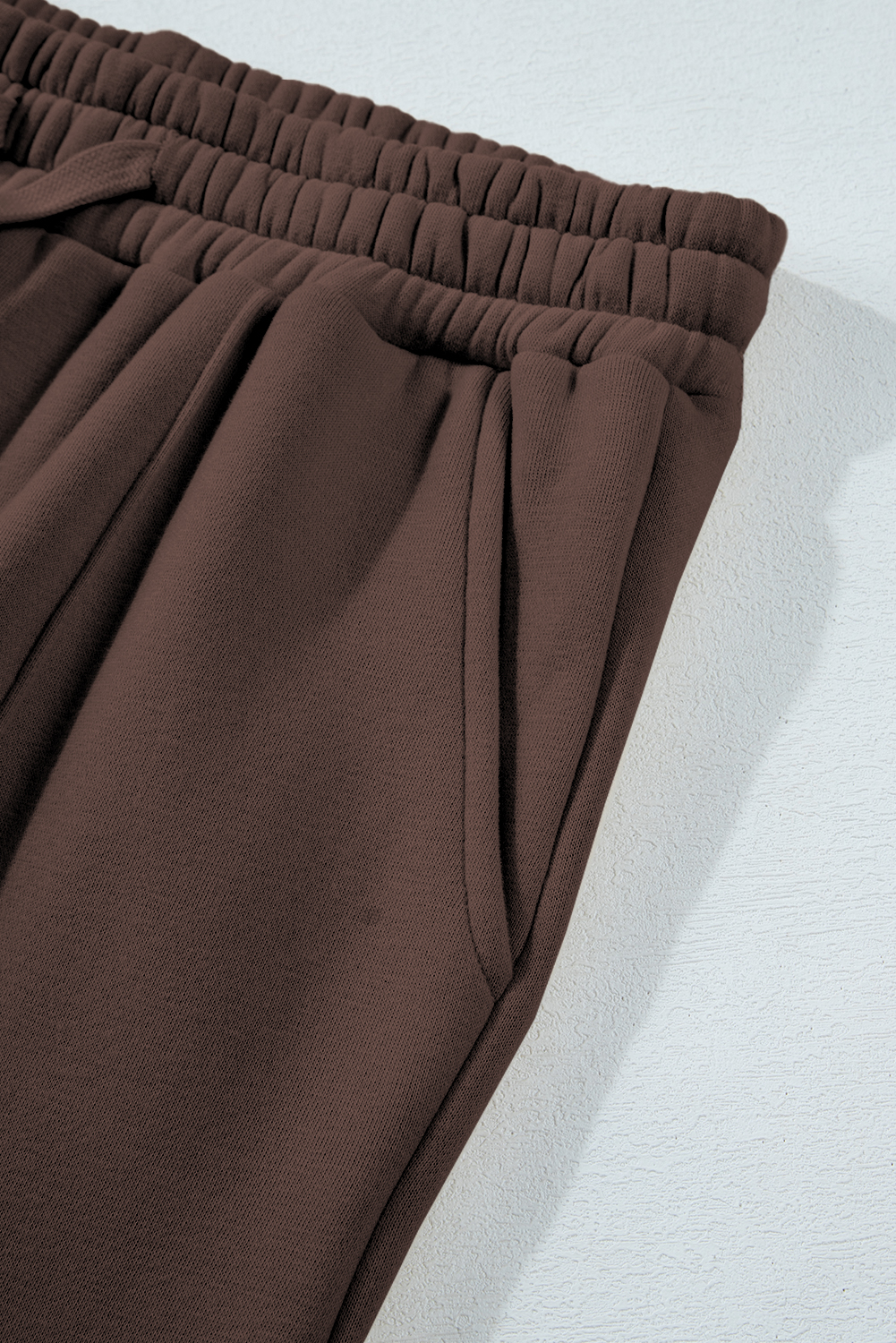 Dark Brown Solid Collared Sweatshirt and High Waist Pants Active Set - loveforevers