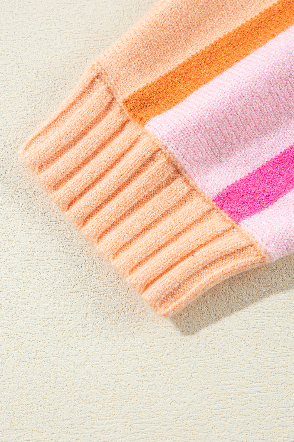 Yellow Stripe Gradient Striped Ribbed Edge Loose Sweater - loveforevers