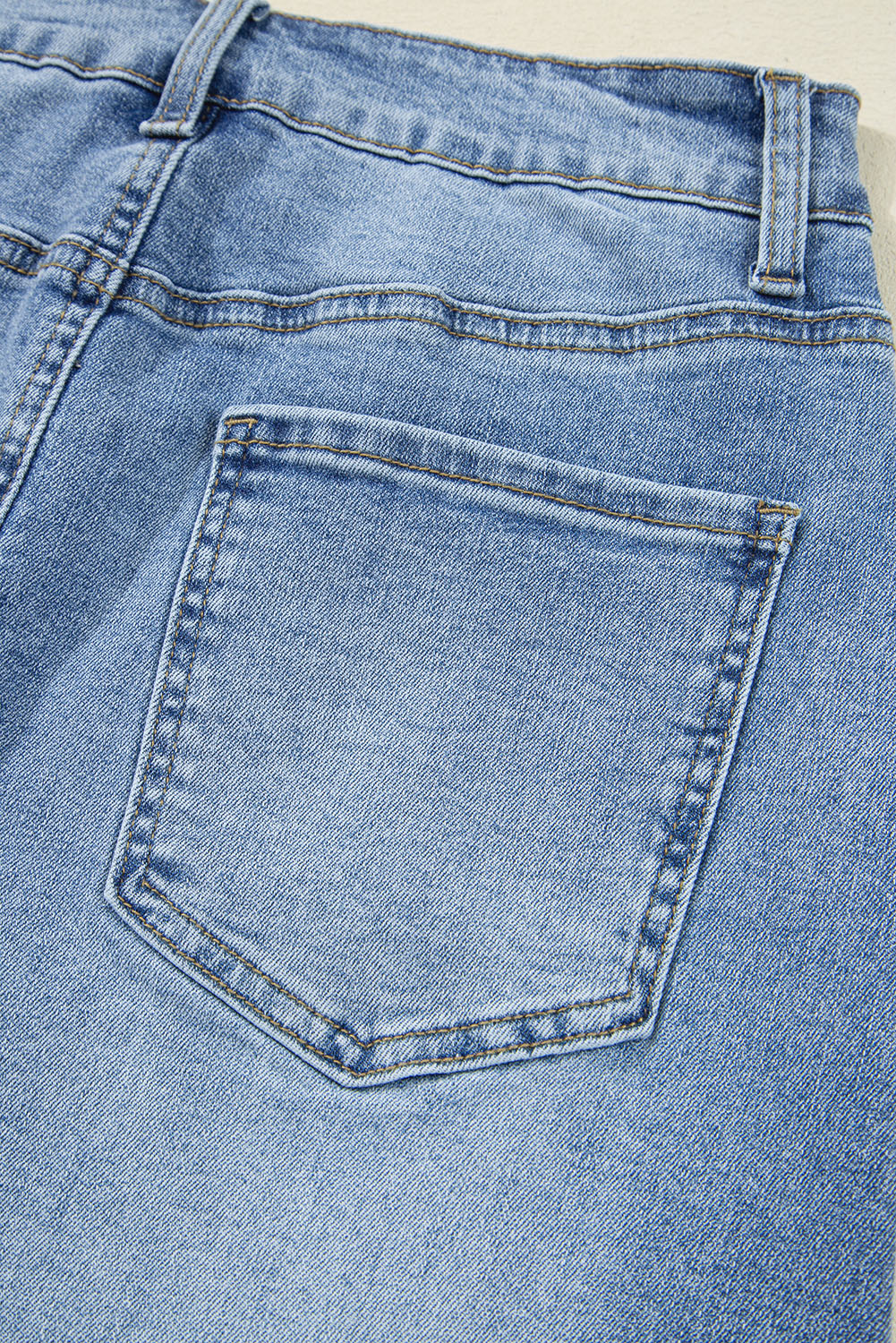 Sail Blue Dearlove Irregular Distressed Bottom Denim Midi Skirt - loveforevers
