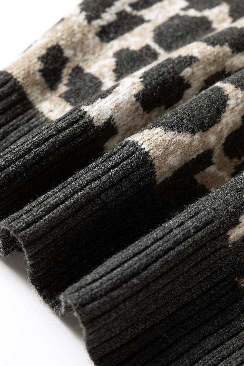 Carbon Grey Leopard Drop Shoulder Baggy Sweater - loveforevers