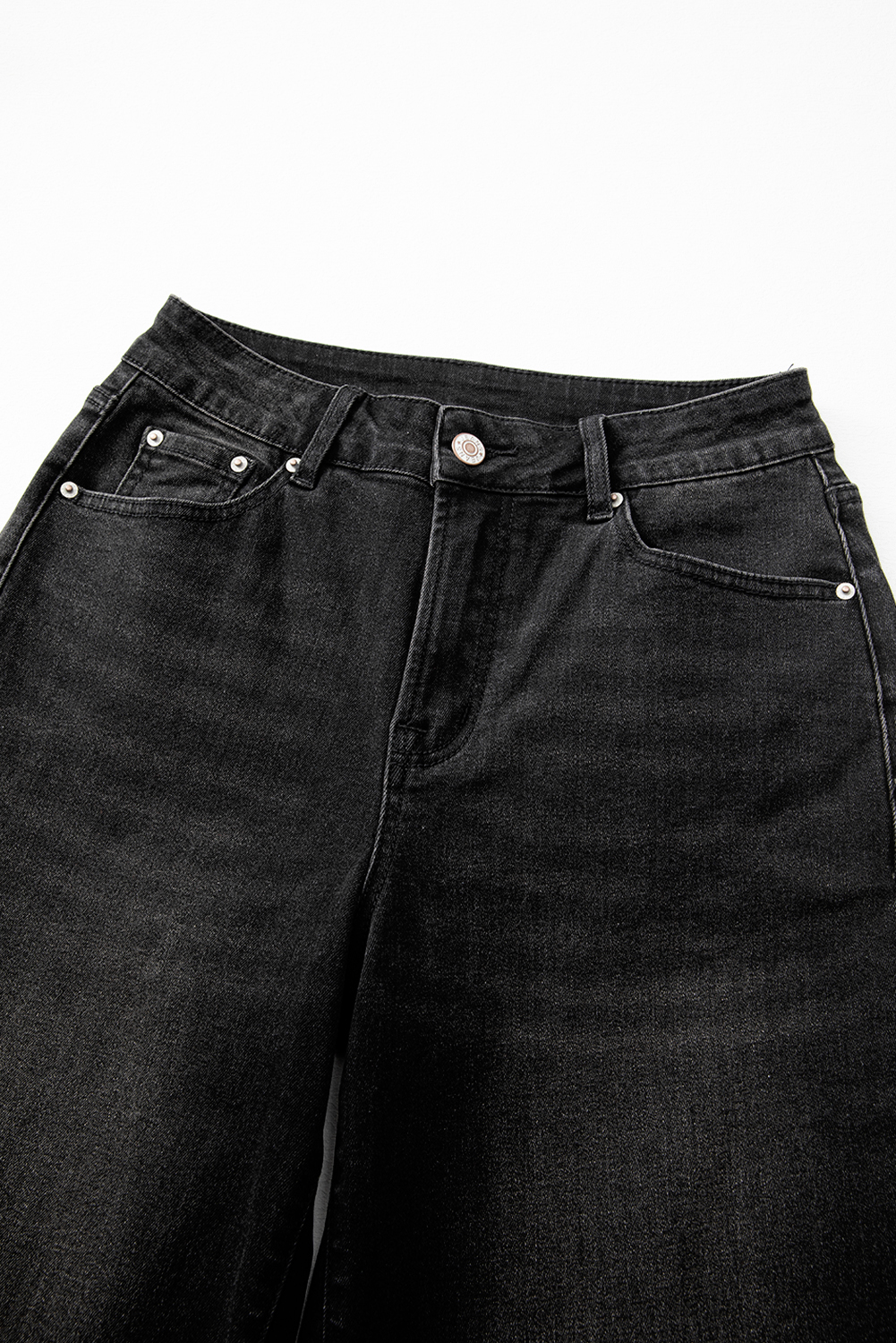 Real Teal Raw Hem Unique Cuffs Straight High Rise Loose Jeans - loveforevers