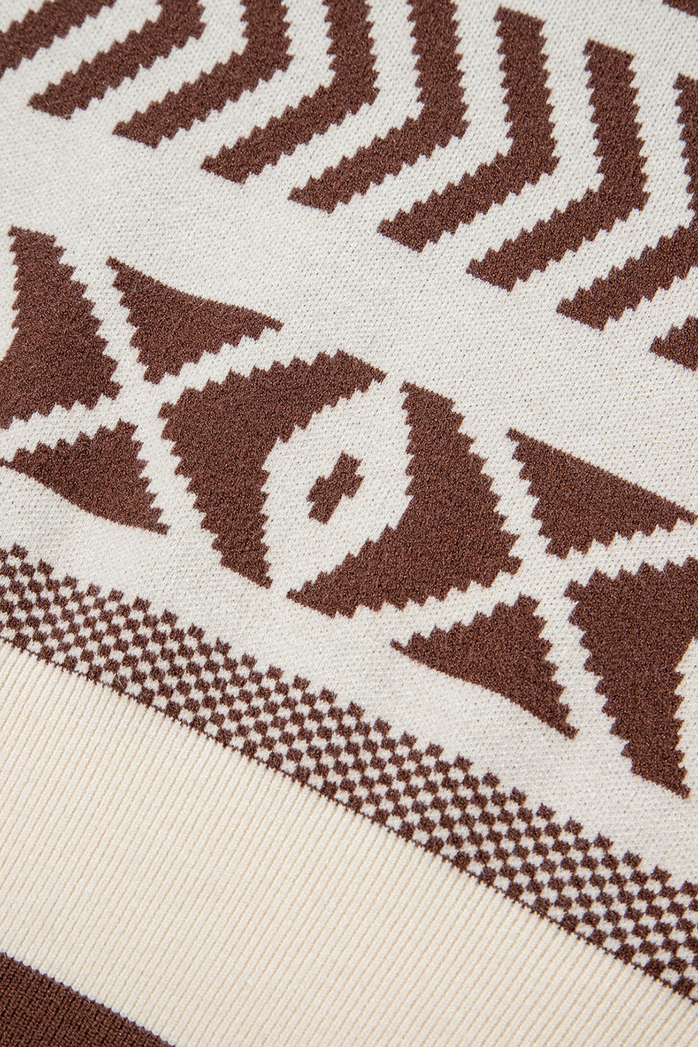 Brown Abstract Print Pullover Sweater - loveforevers