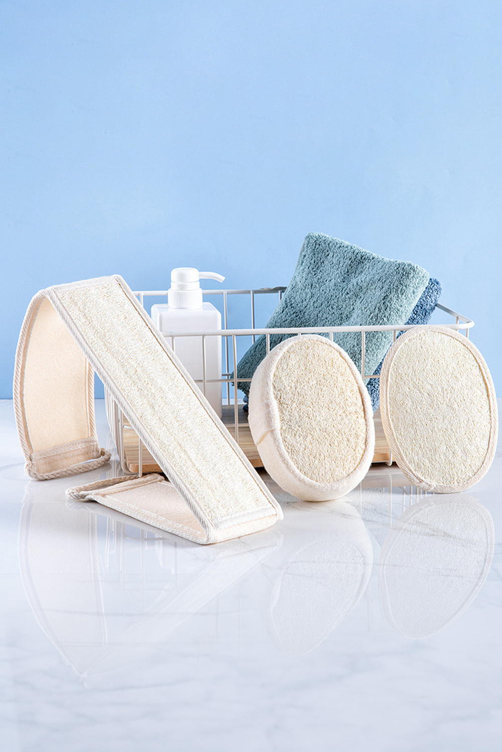 White Natural Loofah Sponge Bath Ball Shower Massage Brush - loveforevers