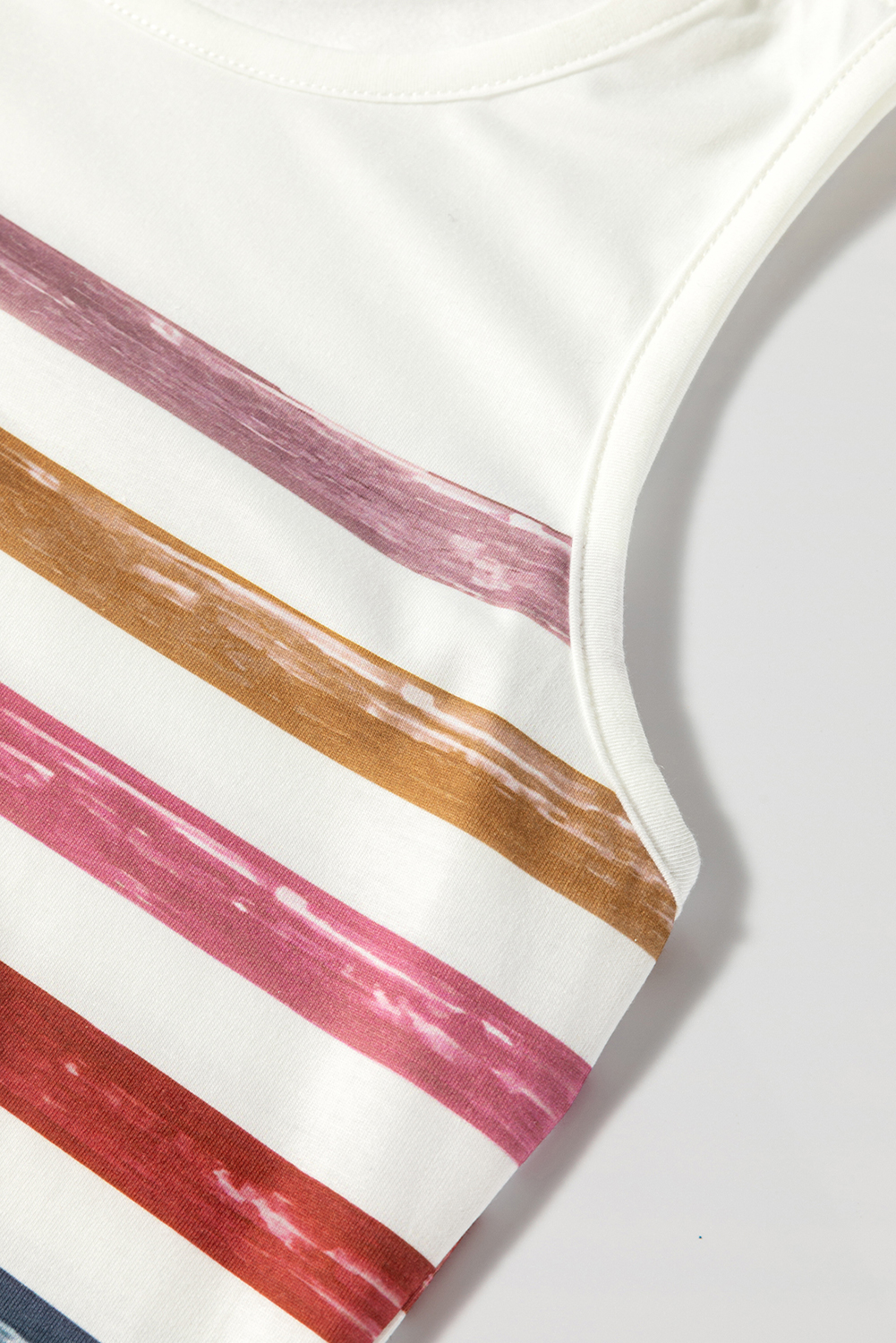 Red Stripe Rainbow Round Neck Tank Top - loveforevers