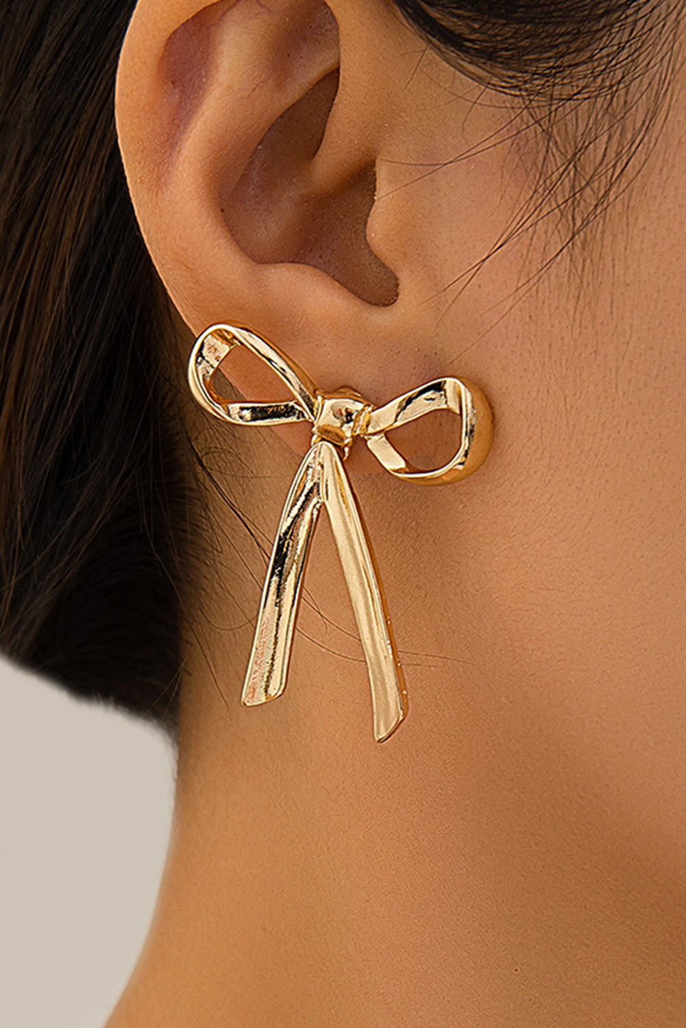 Gold Bow Knot Plated Alloy Stud Earrings - loveforevers