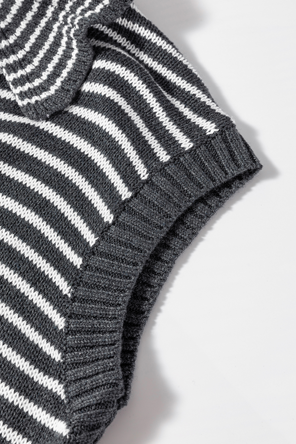 Gray Stripe Collared V Neck Sweater Vest with Pockets - loveforevers