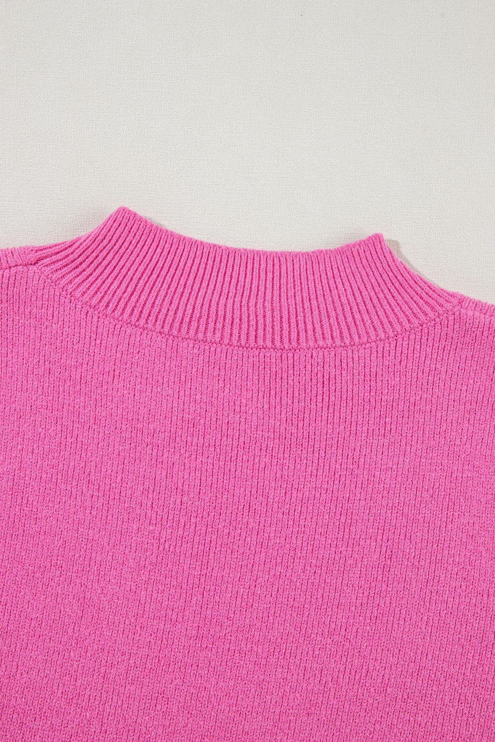 Pink Ribbed Knit Contrast Sleeve Sweater Top - loveforevers