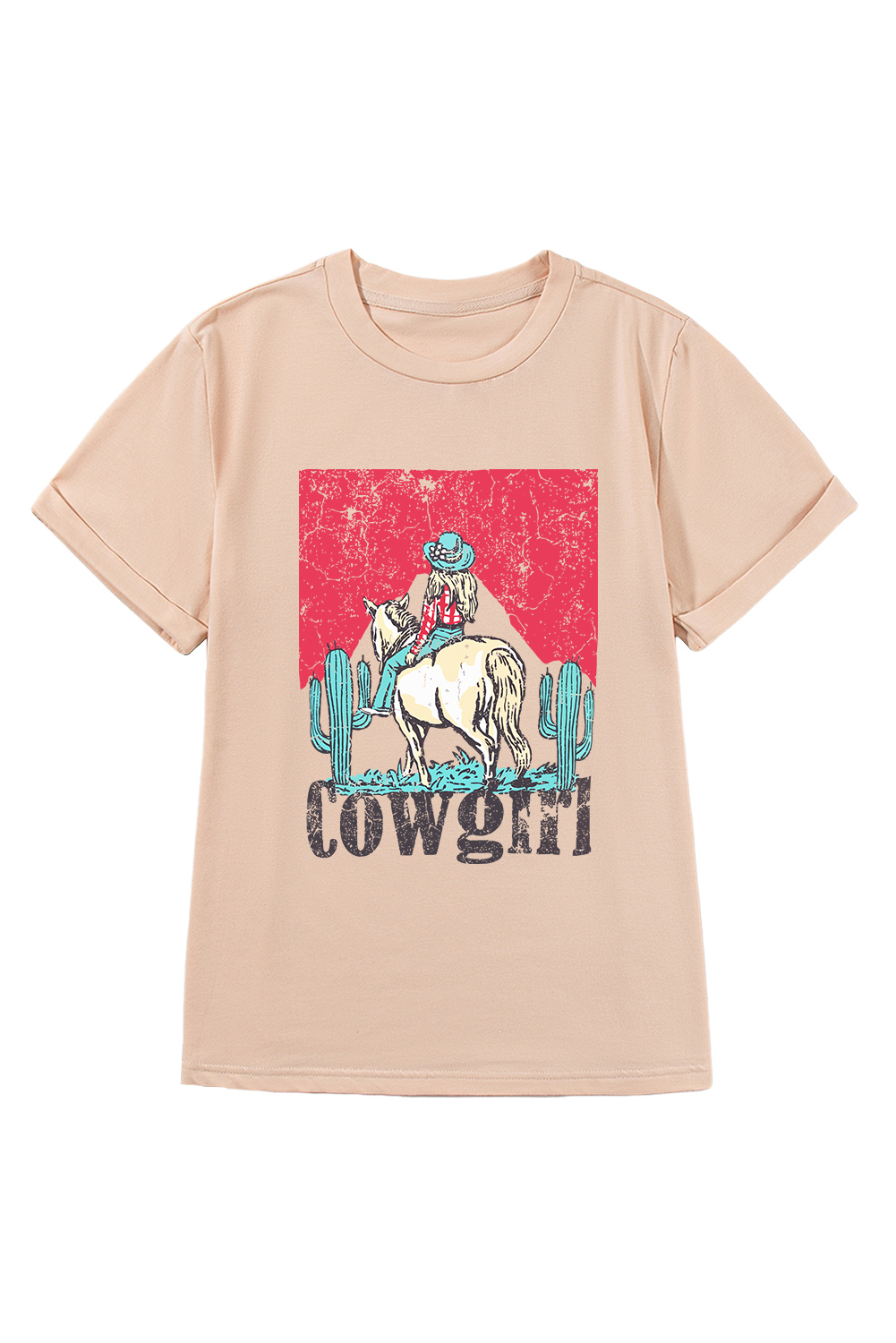 Khaki Cowgirl Rodeo Graphic Western Fashion Tee - loveforevers