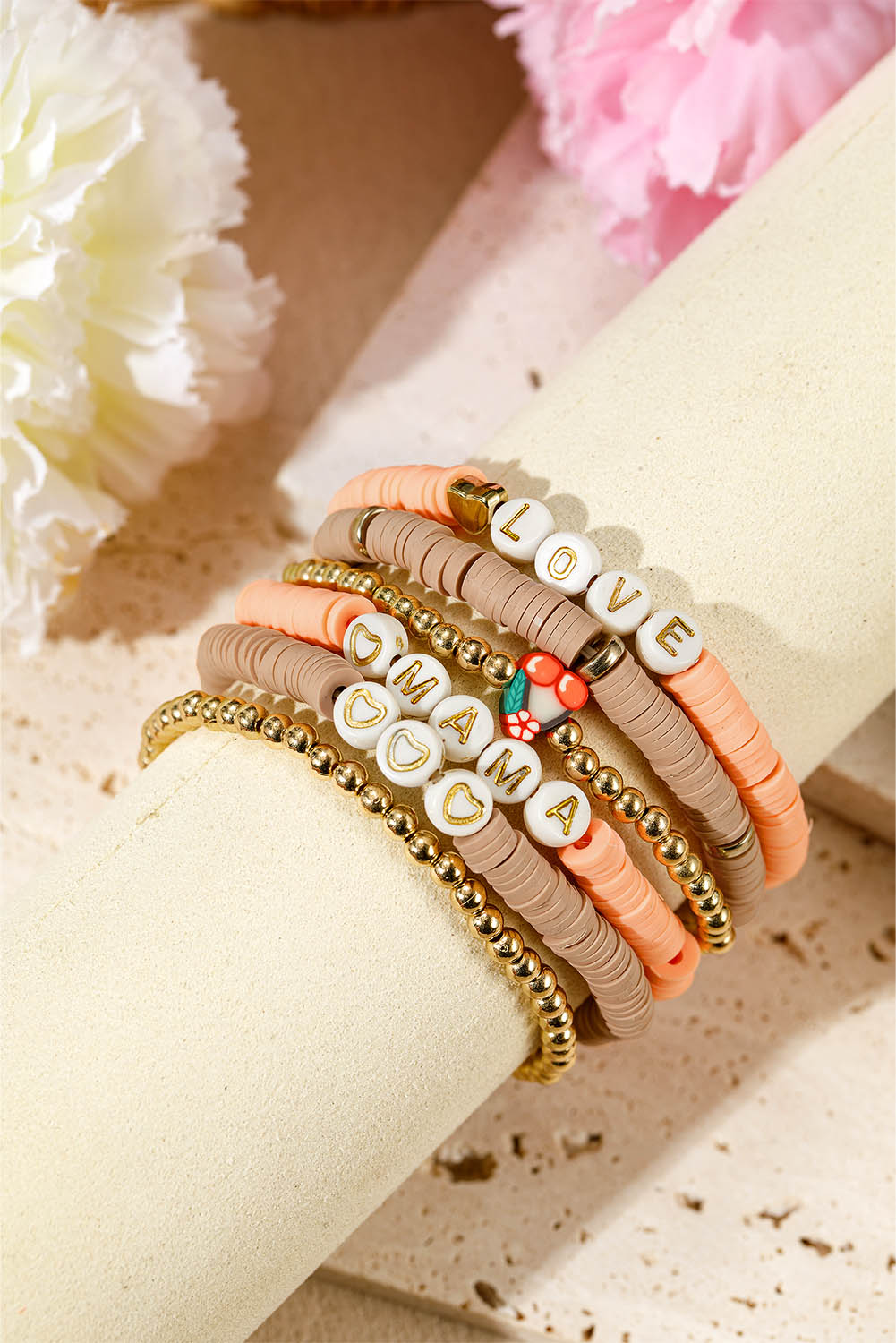 Gold Mama Love Heart Beaded Multi Layer Bracelet - loveforevers
