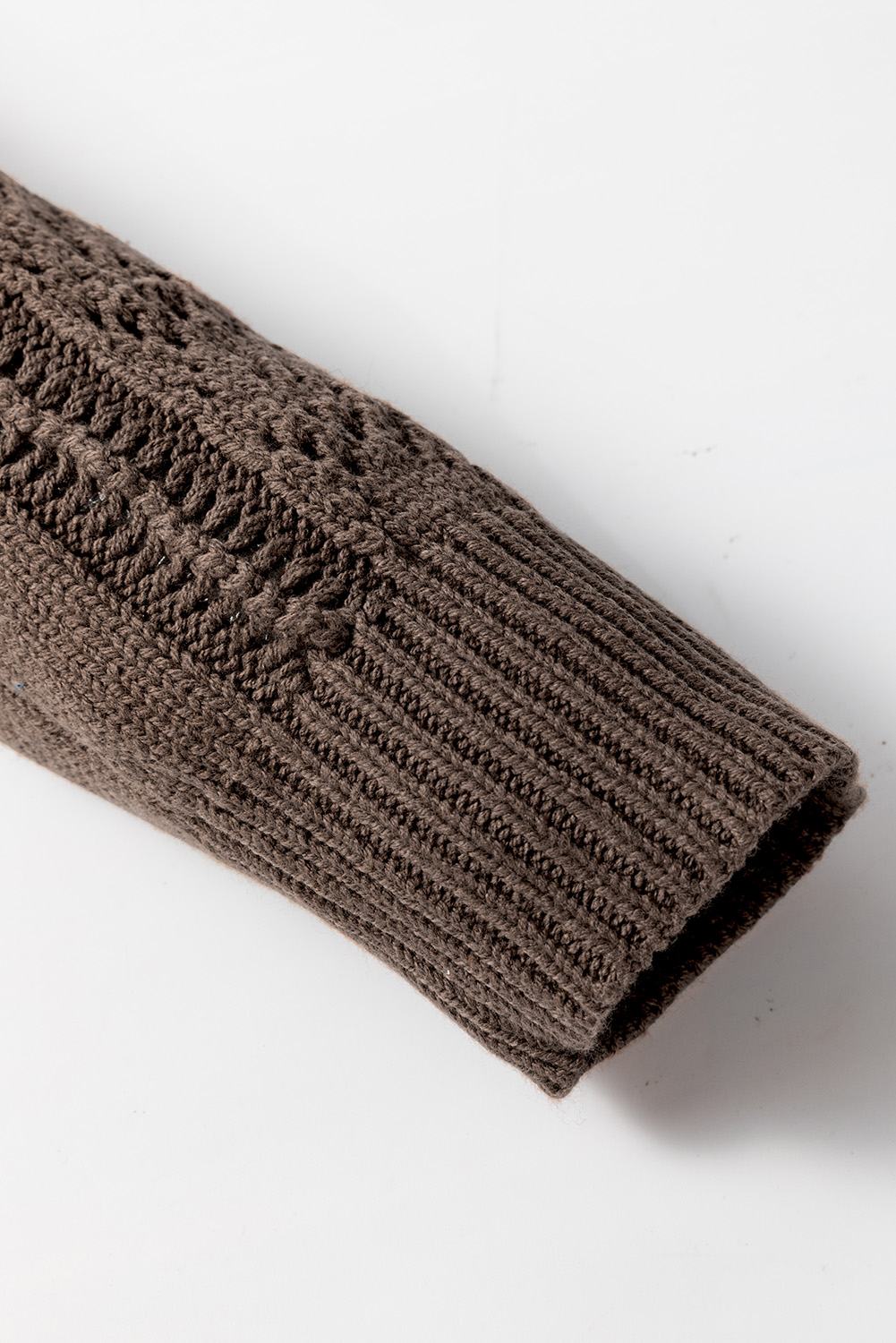 Dark Khaki Open Knit Drop Shoulder Sweater Cardigan - loveforevers