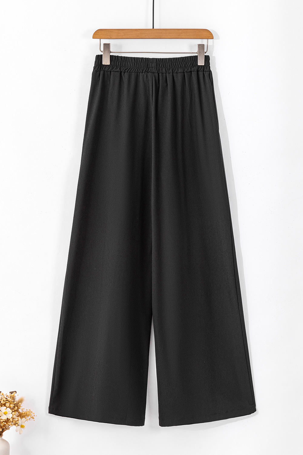 Rose Tan High Waisted Tie Front Side Pocket Wide Leg Flowy Casual Pants - loveforevers