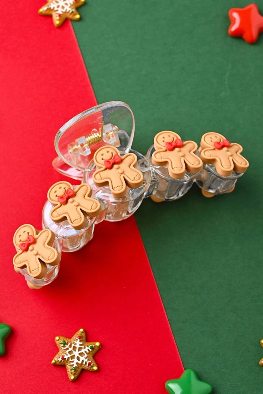 Light French Beige Cute Gingerbread Man Christmas Fashion Hair Claw Clip - loveforevers