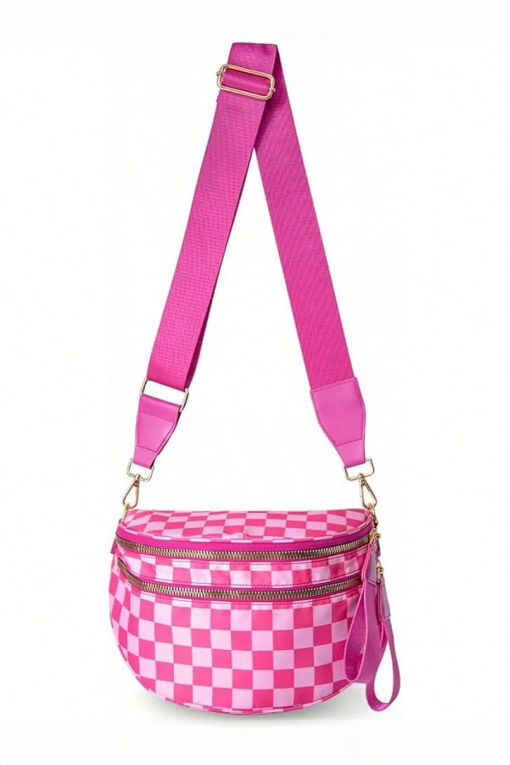 Jungle Green Double Zip Crescent Shape Adjustable Sling Bag - loveforevers