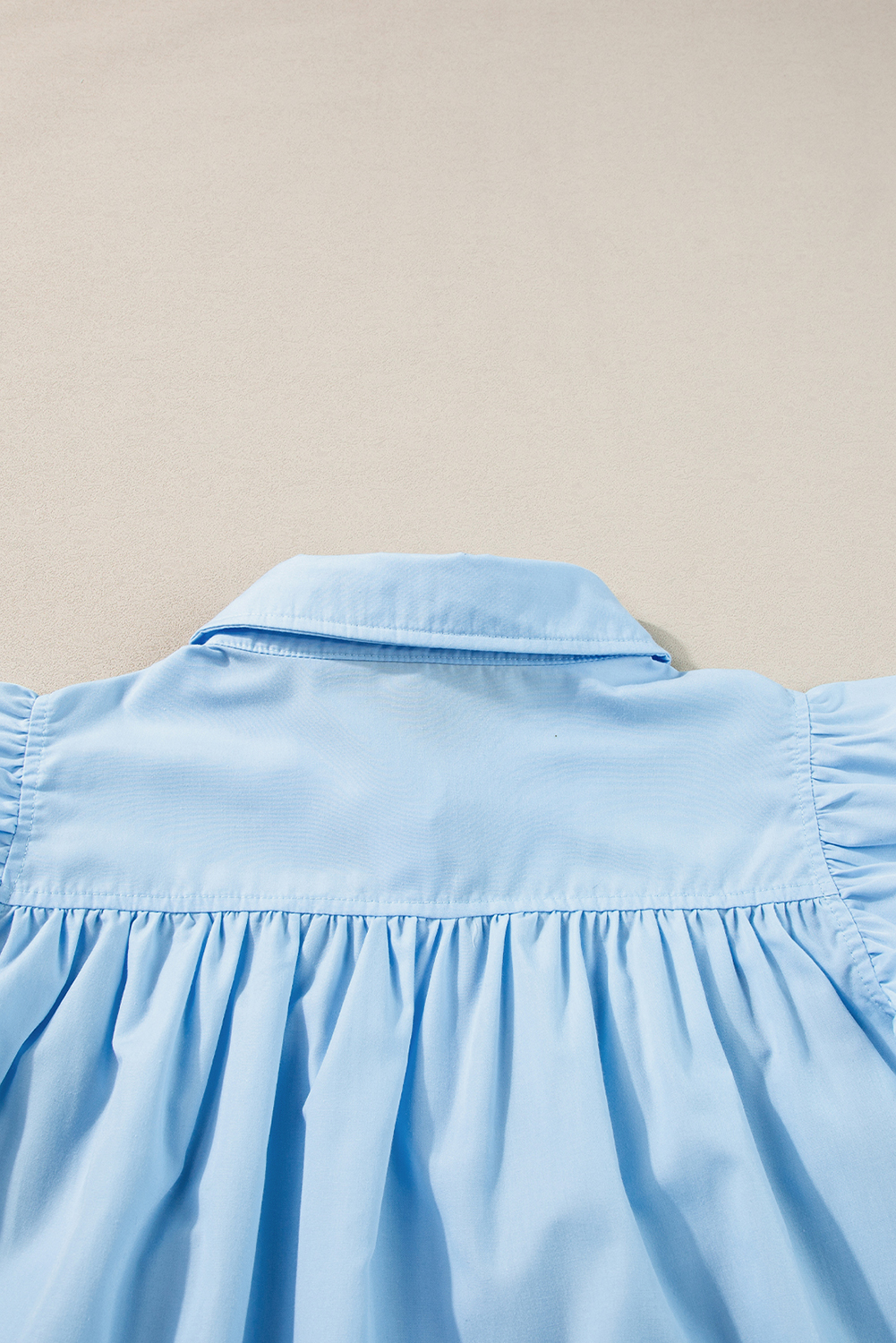 Sky Blue Ric Rac Trim Frilly Sleeveless Shirt - loveforevers