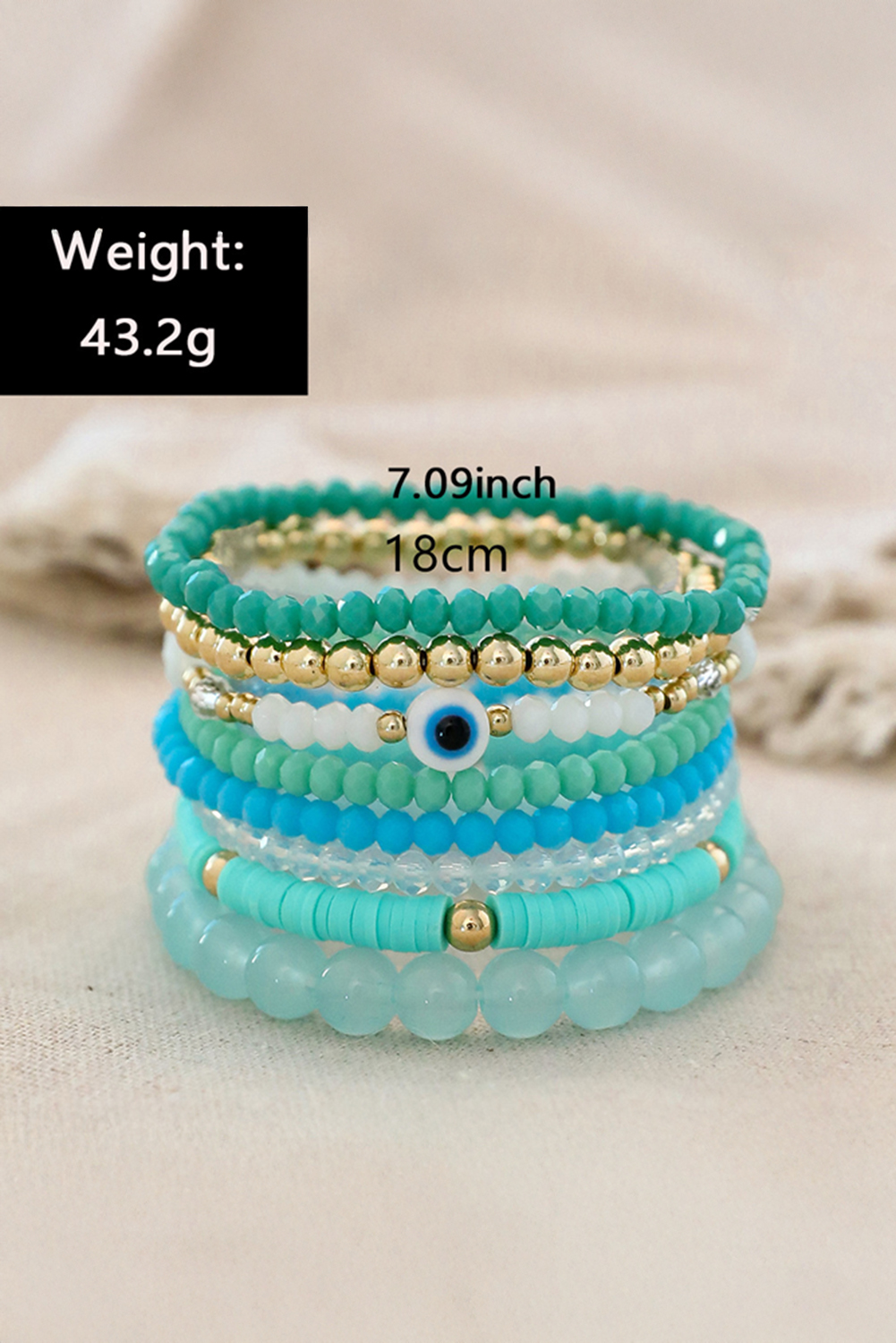 Aruba Blue Multi Layered Beaded Bracelet Set - loveforevers
