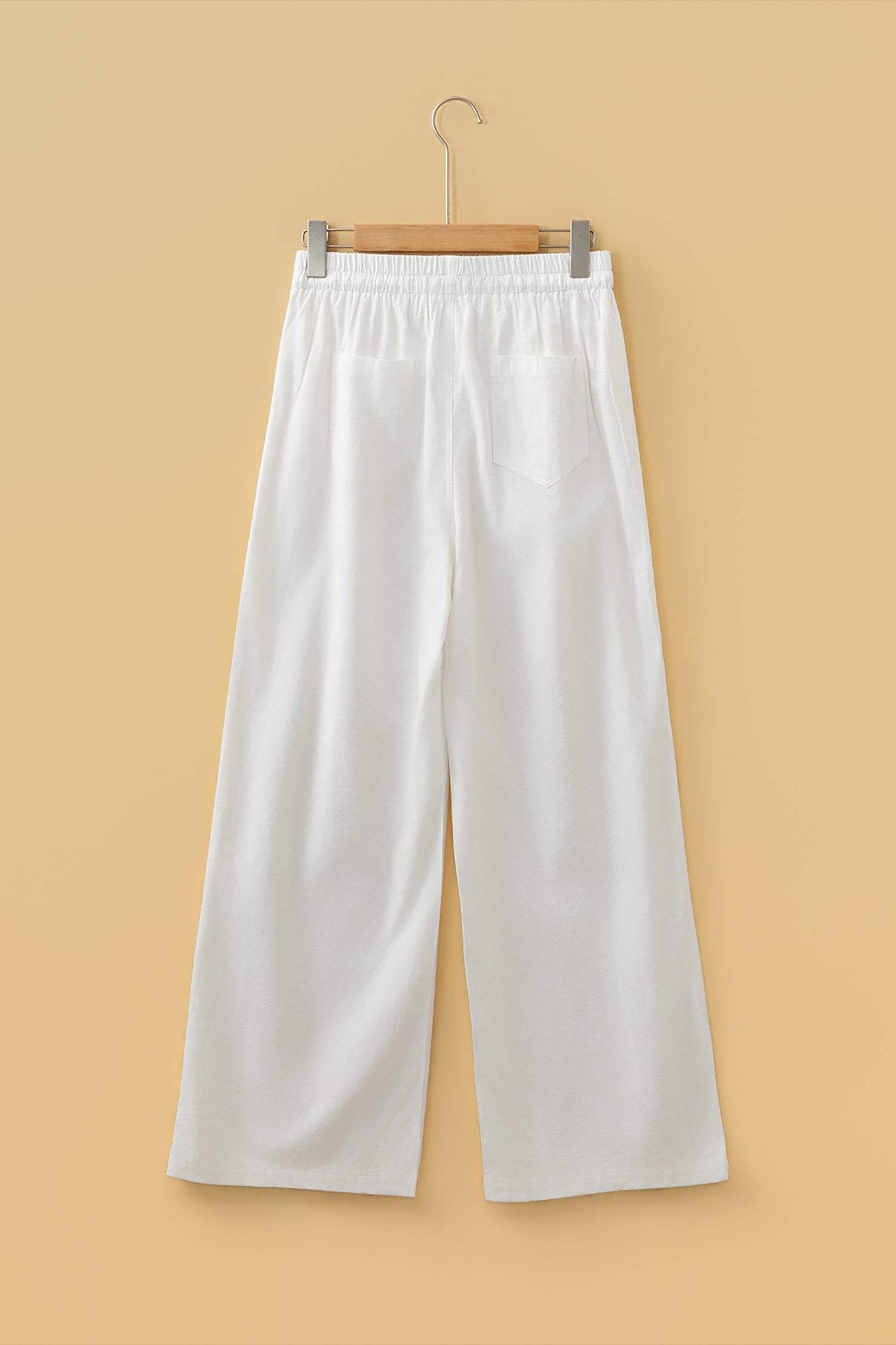 Jet Stream Drawstring Elastic Waist Button Pleated Detail Wide Leg Pants - loveforevers