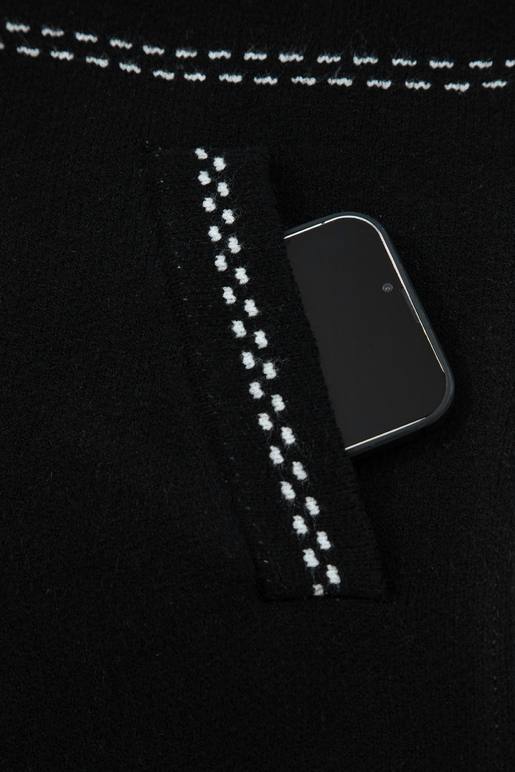 Black Contrast Trim Button up Sweater Cardigan - loveforevers