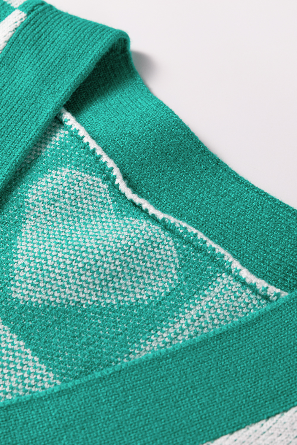 Sea Green Plaid Heart Knit V Neck Button Down Sweater Cardigan - loveforevers