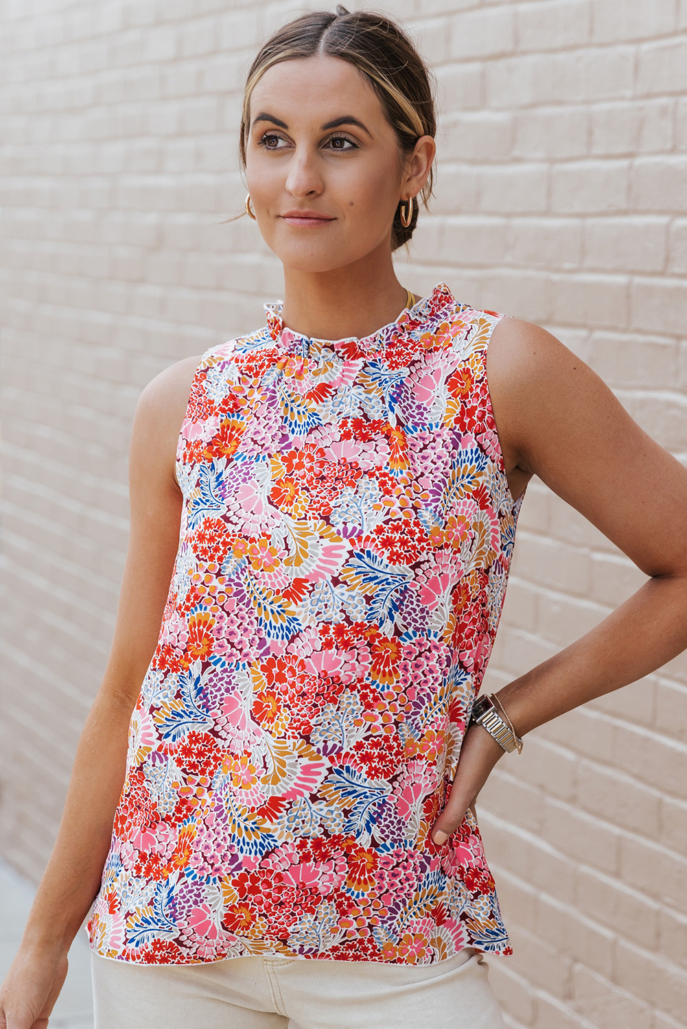 Multicolor Floral Print Relaxed Tank Top - loveforevers