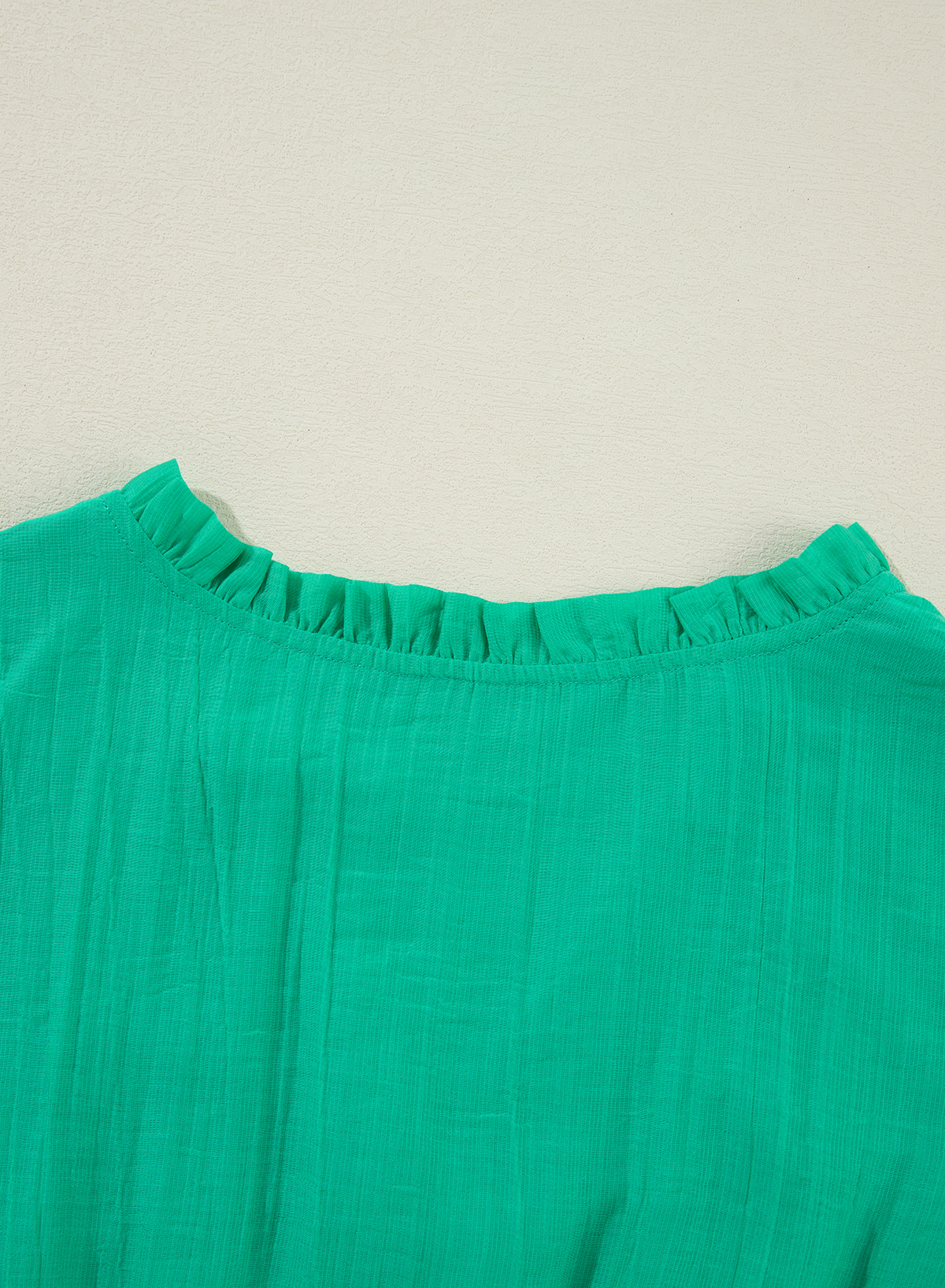 Sea Green Frilly V Neck Puff Sleeve Drawstring Shift Mini Dress - loveforevers