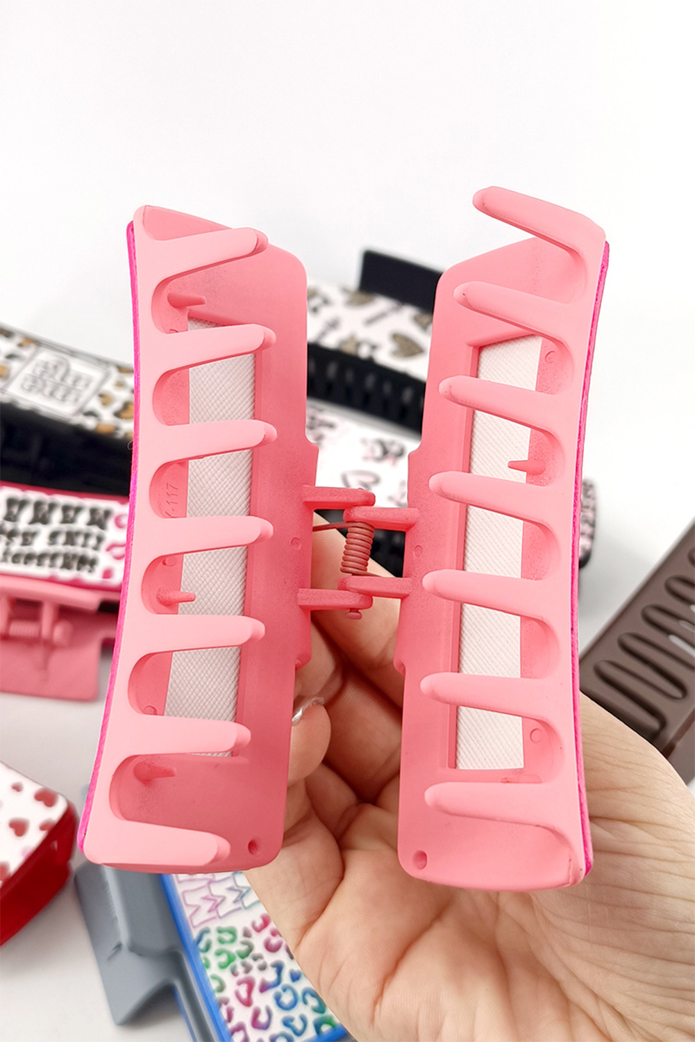 Sachet Pink Loved Mama Heart Print Large Hair Claw Clip - loveforevers