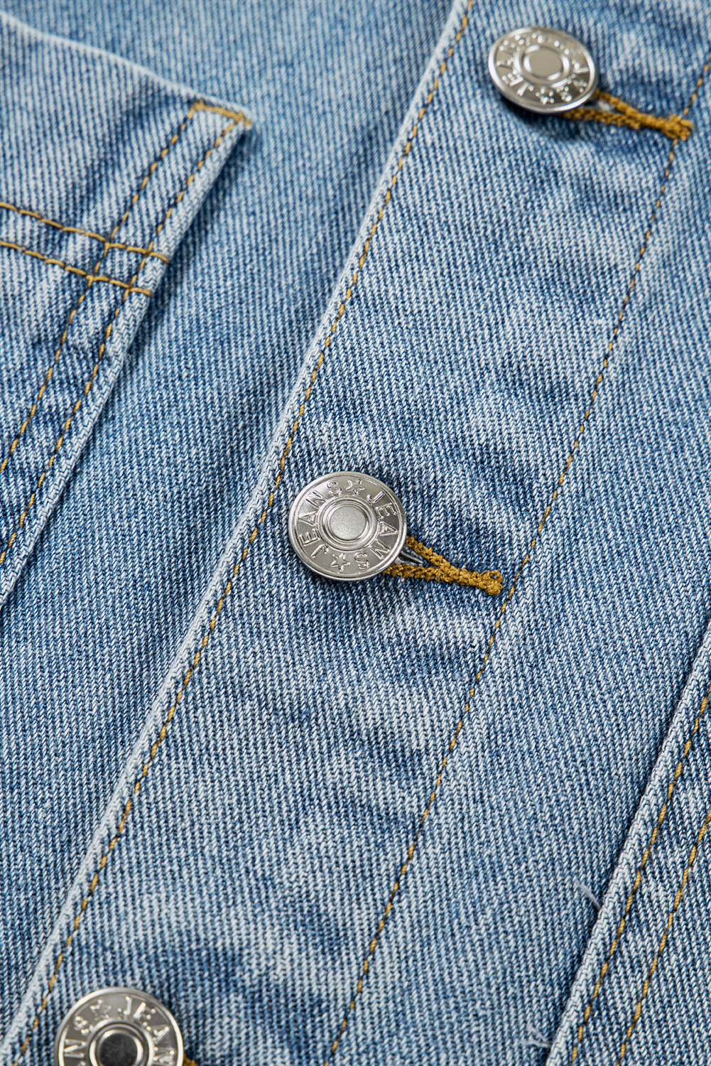 Beau Blue Multi Patched Pockets Side Tie up Boyfriend Style Denim Jacket - loveforevers