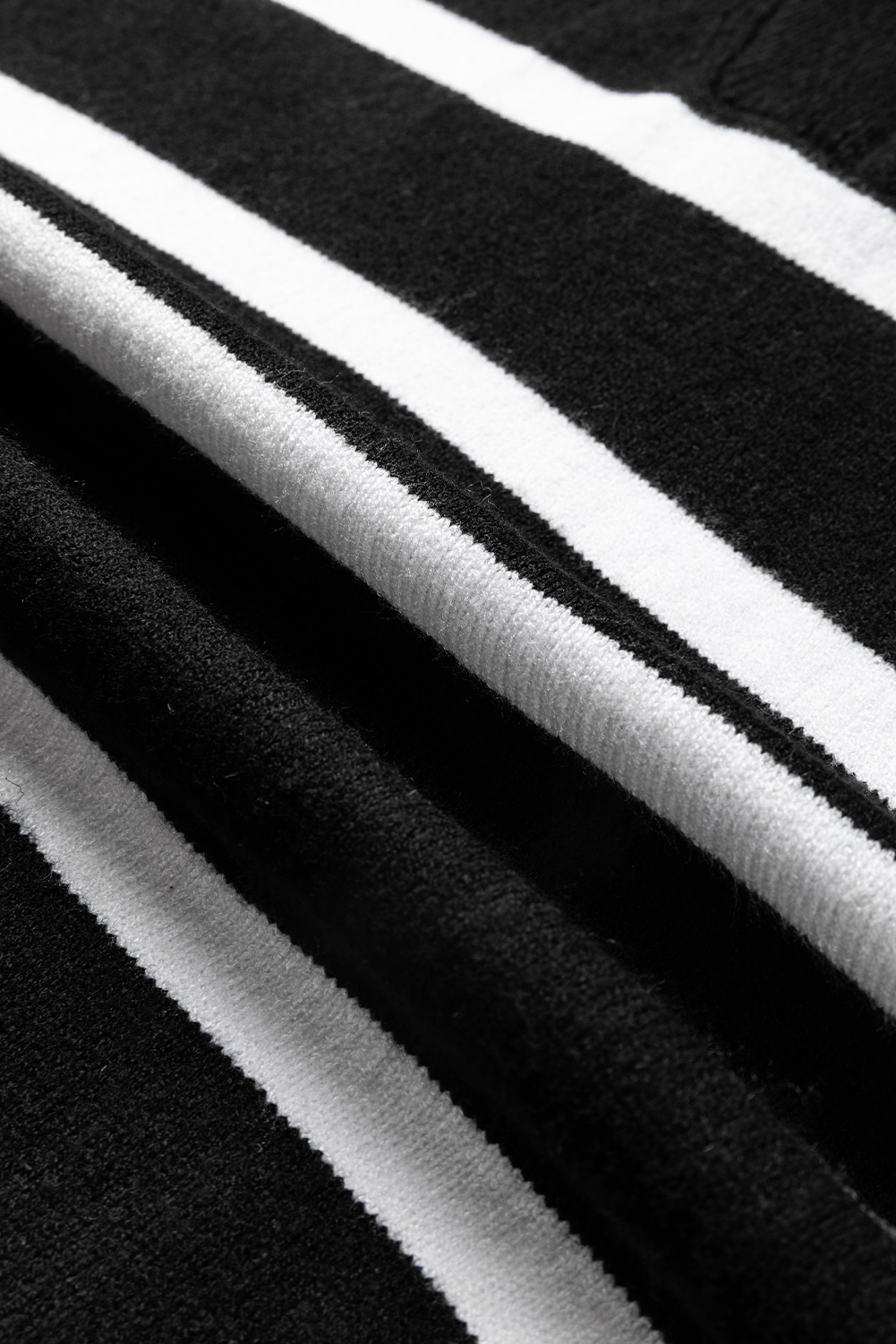 Black Striped O-ring Zip Collared Loose Sweater Mini Dress - loveforevers