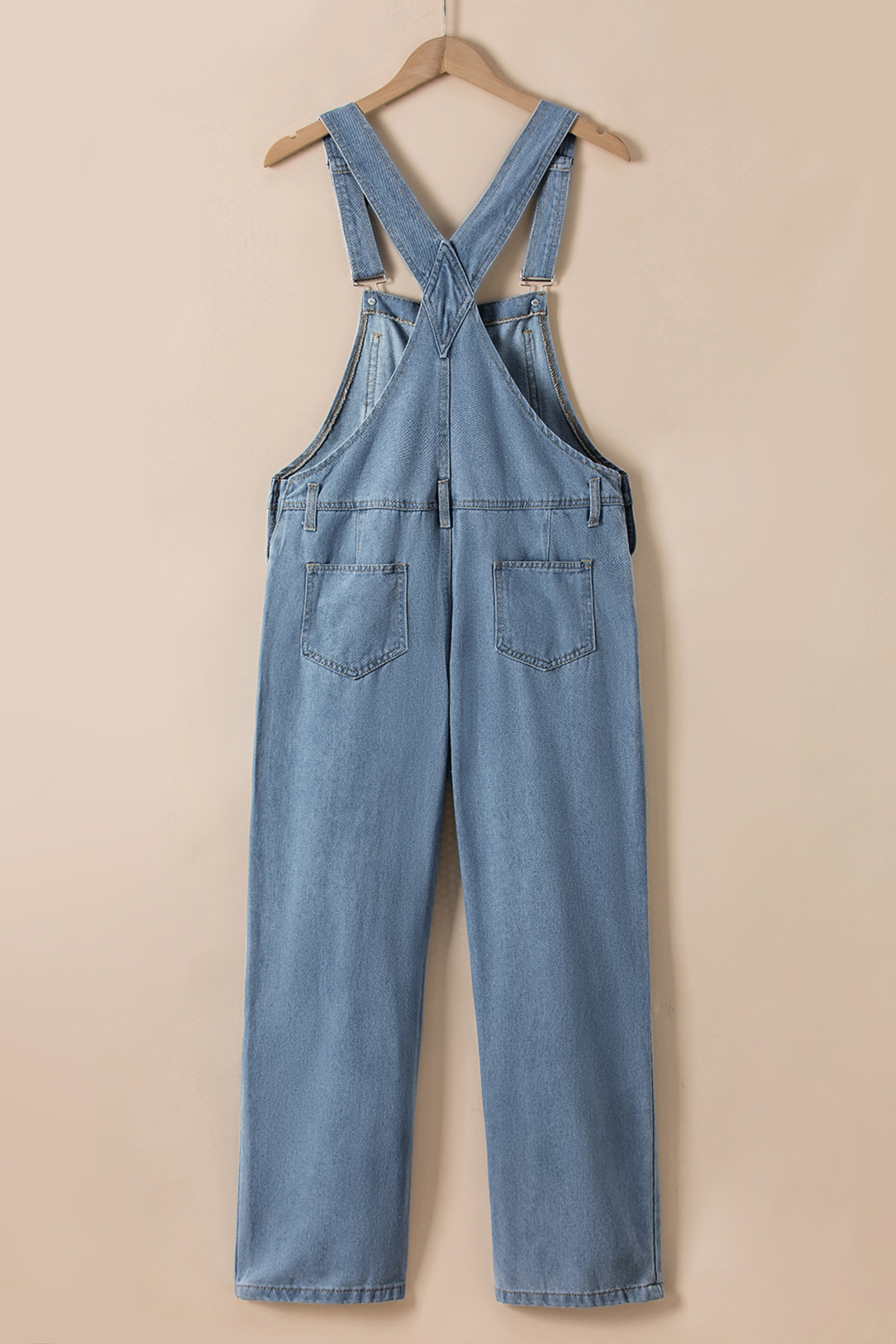 Light Blue Retro Bib Pocket Buckle Straps Casual Denim Jumpsuit - loveforevers