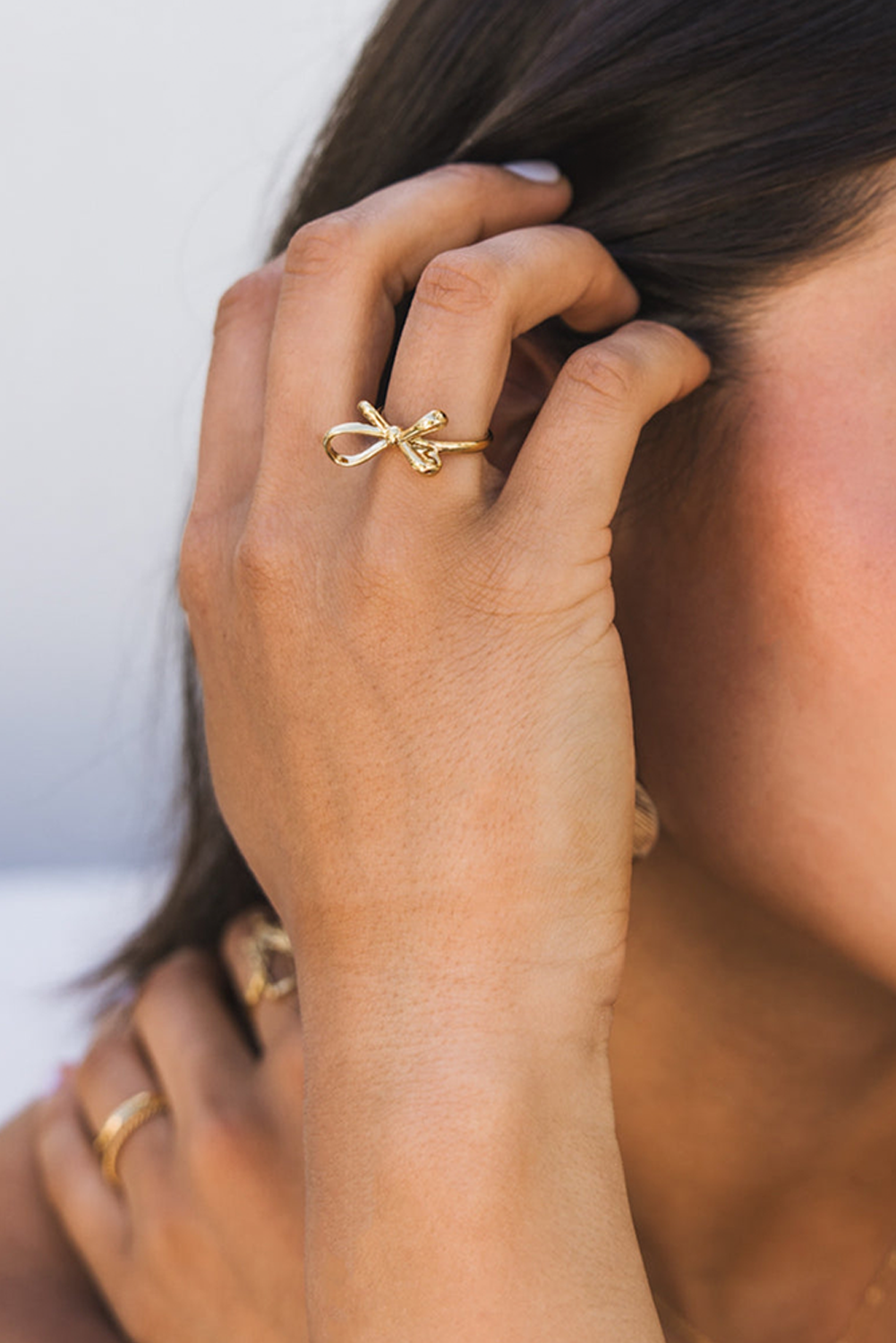 Gold Plated Alloy Half Open Bow Ring - loveforevers