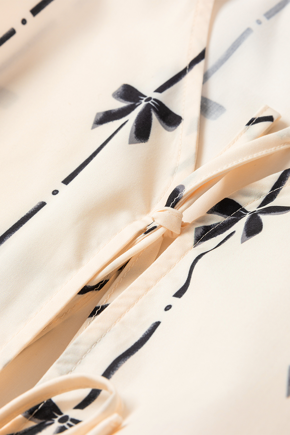 White Bow Printed Tie Closure Ruffled Vest - loveforevers