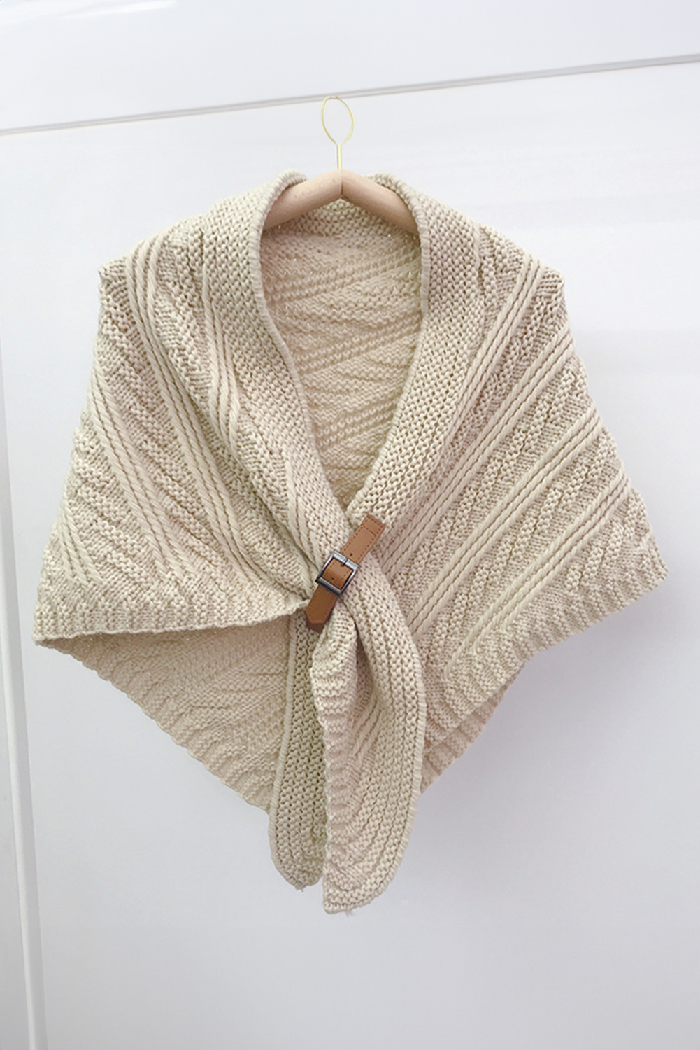 Parchment Faux Leather Belt Triangle Shawl Scarf - loveforevers