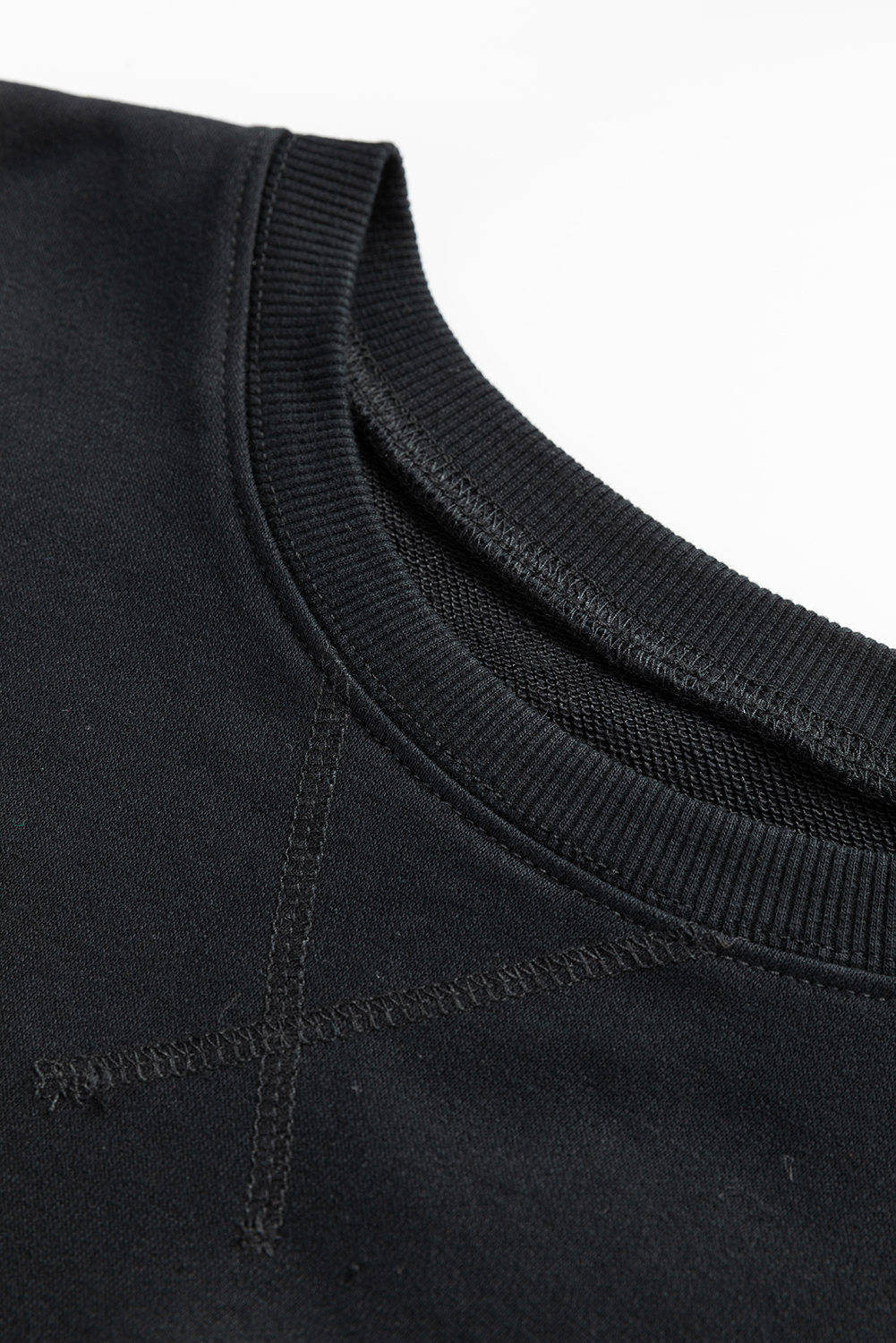 Black Drop Shoulder Crisscross Stitching Pocketed Loose Sweatshirt - loveforevers