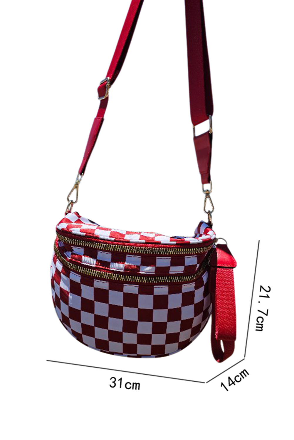 Jungle Green Double Zip Crescent Shape Adjustable Sling Bag - loveforevers