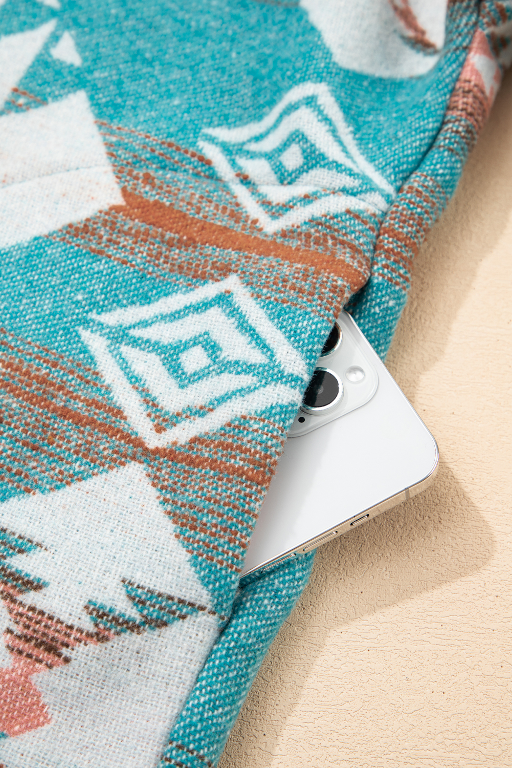Green Quarter Zip Elastic Cuffs Aztec Sweatshirt - loveforevers