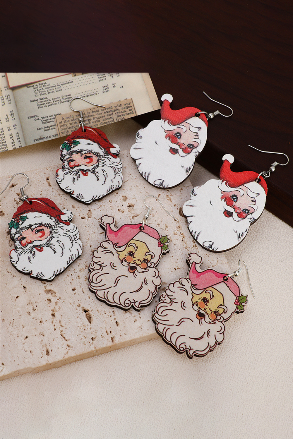 White 3 Pairs Christmas Santa Clause Pendant Hook Earrings - loveforevers
