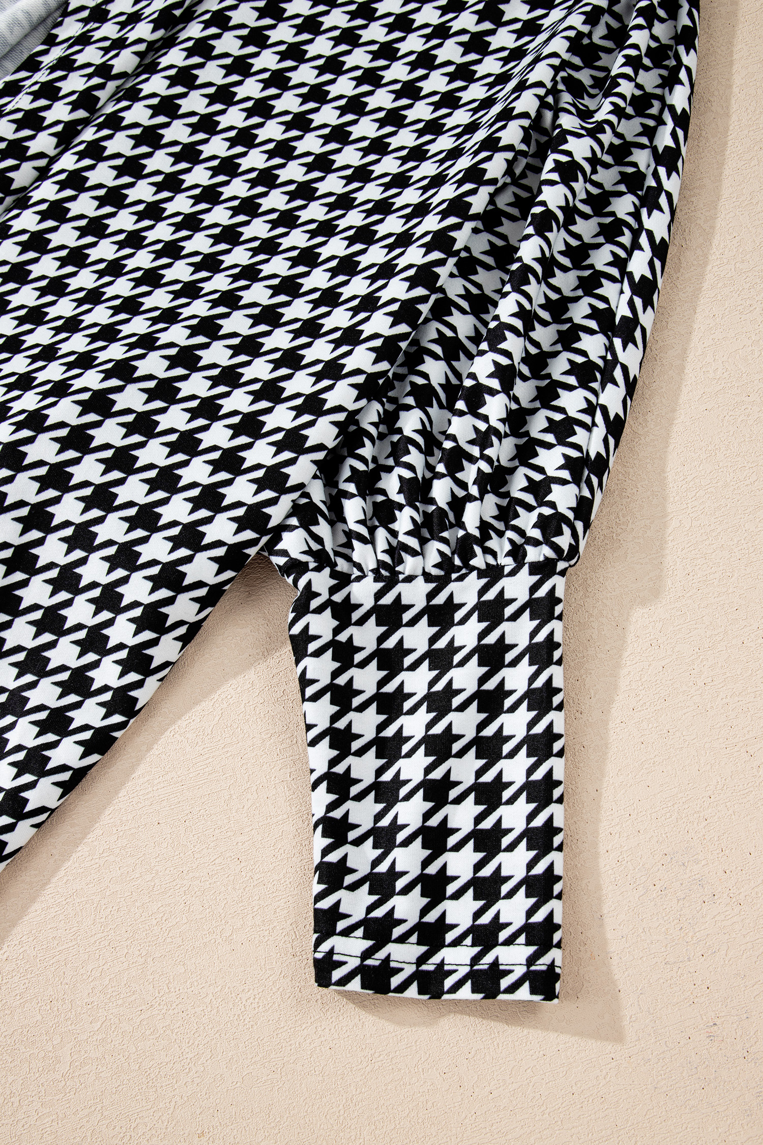 Black Houndstooth Print Open Front Long Dolman Kimonos - loveforevers
