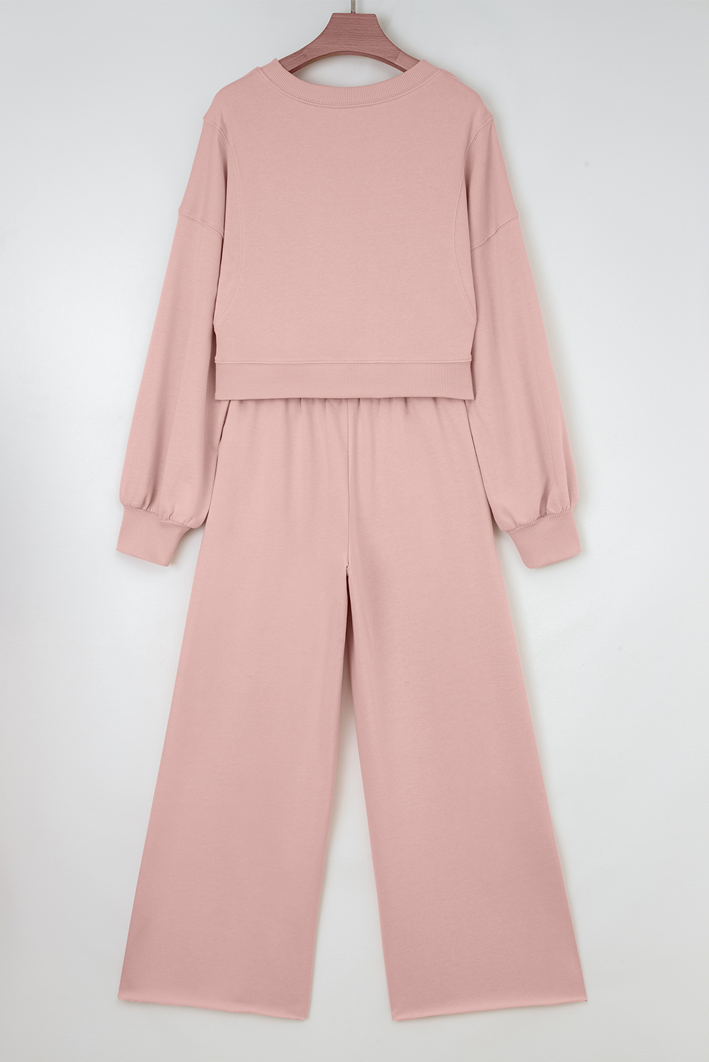 Bright Green Drop Shoulder Puff Sleeve Crop Pullover Drawstring Wide Leg Pants Set - loveforevers