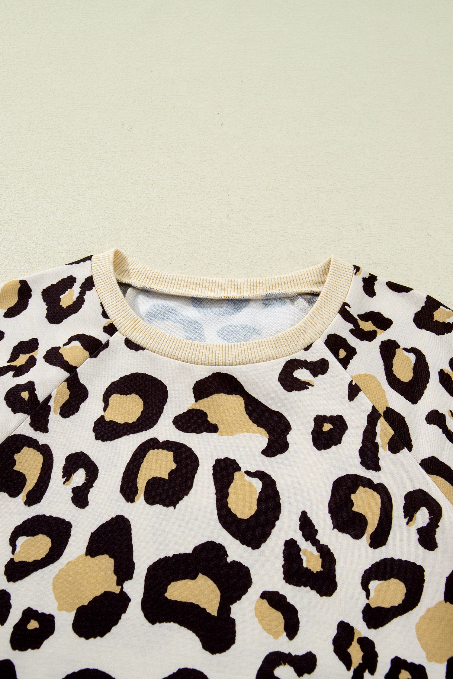 Khaki Leopard Long Sleeve Shift T Shirt Dress with Pockets - loveforevers